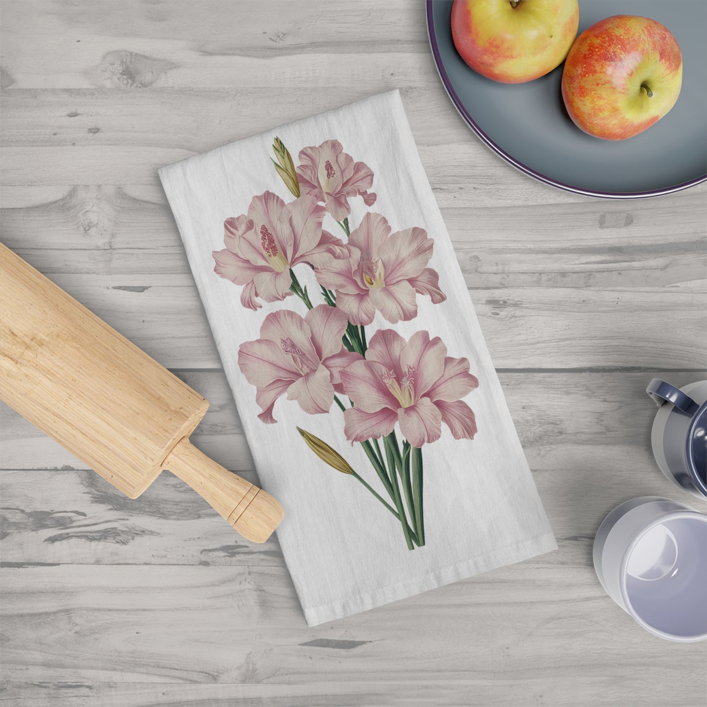 August Birth Month Flower - Gladiolus Tea Towel - 100% Cotton - 28" x 28" - Brighten Your Kitchen with August’s Radiant Gladiolus! From our Blooming Celebration Birth Flower Collection.