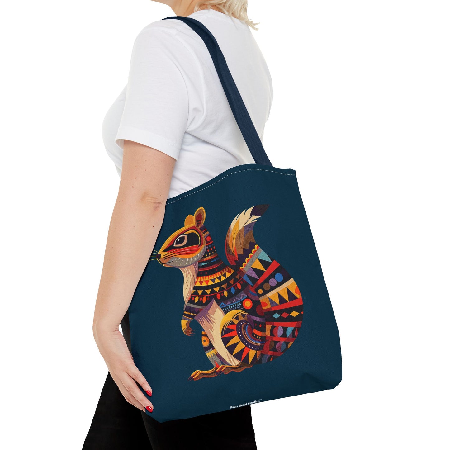 Autumn Squirrel Tote Bag - Wild Whimsy with a Tribal Twist! From our Spirit of the Wild Collection. Available in 3 sizes.