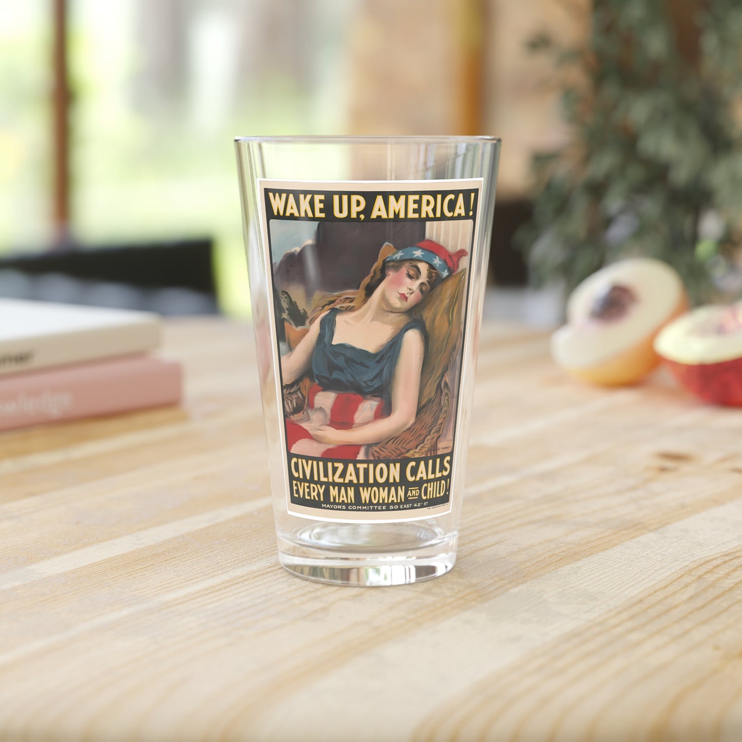 American Call to Action Pint Glass - 16 oz - Stirring Spirits, One Sip at a Time! From Our Independence Day Glassware Collection.