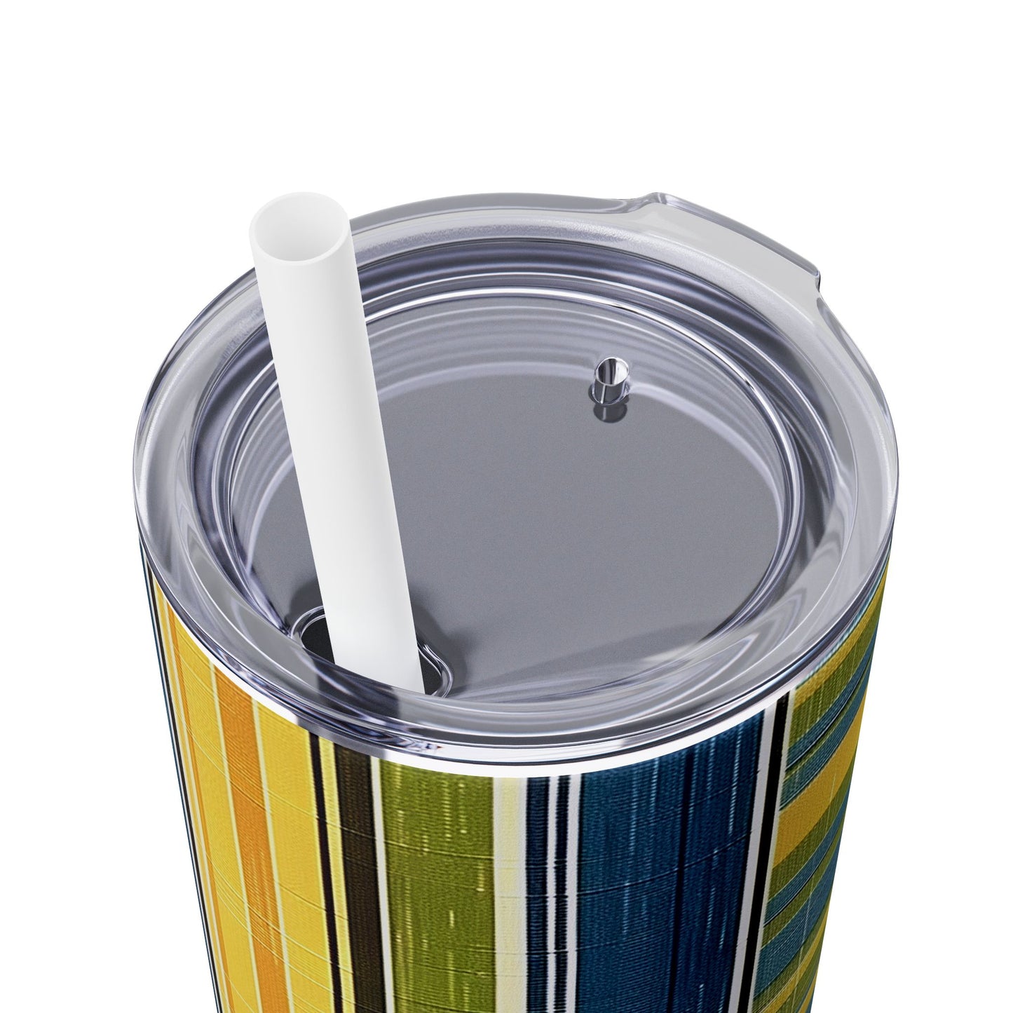 Summer Stripes Delight Skinny Tumbler with Straw - 20 oz. Insulated Stainless Steel - Stripe Up Your Summer with Every Sip!