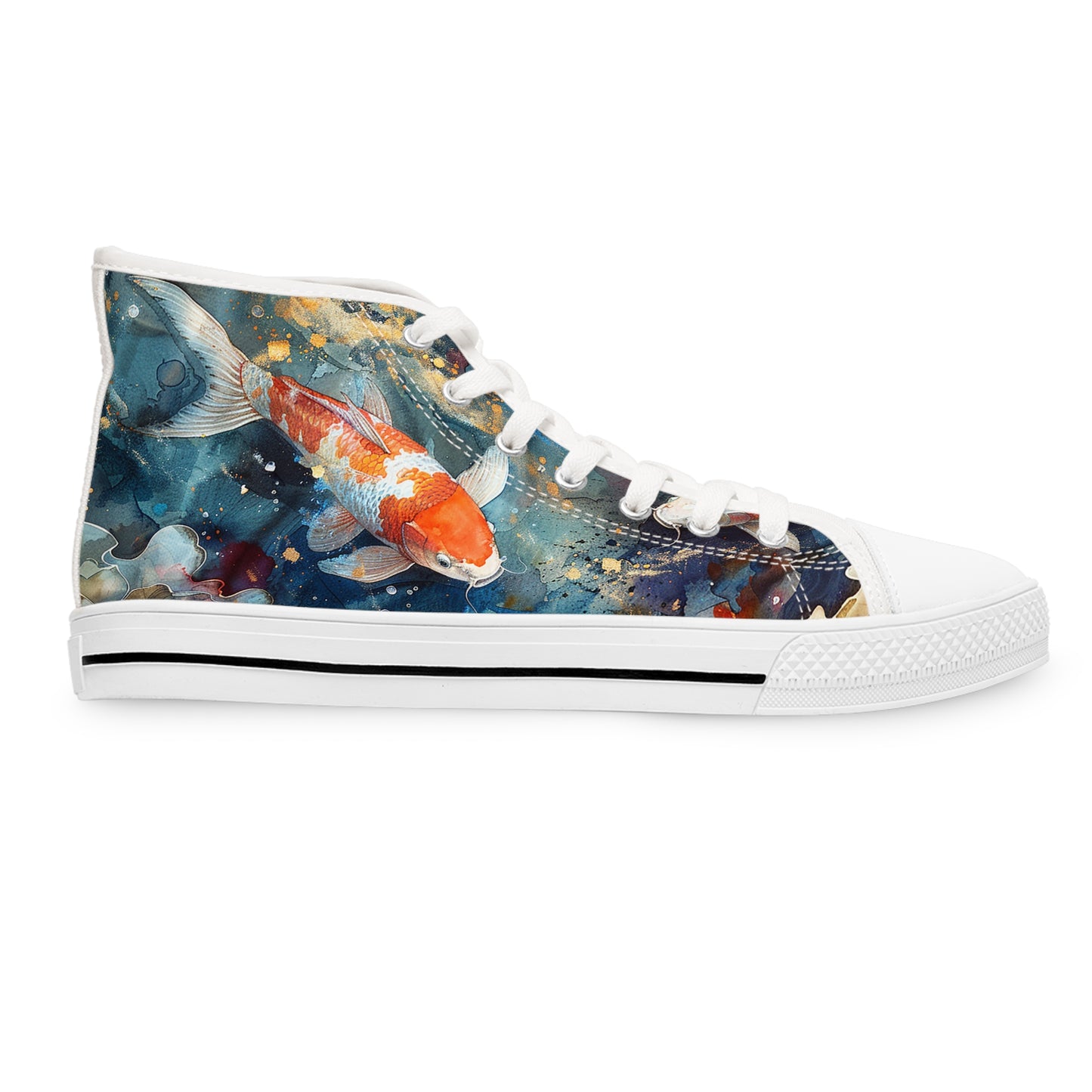 Serene Koi Pond Ladies' High Top Sneakers - Step into Calm – Where Art and Serenity Flow Together!