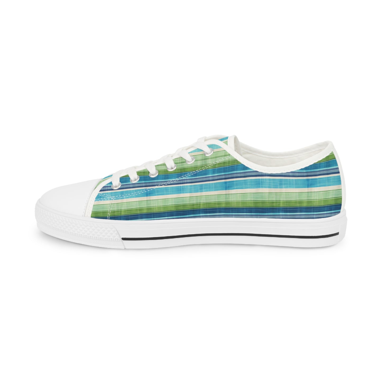 Ocean Whisper Stripes Men's Low Top Sneakers - Stride with the Current with Our Ocean Whisper Stripes Sneakers!