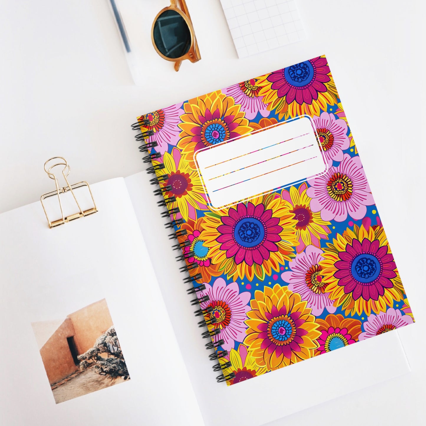 Sunsplash Petals Chic Spiral Notebook - Ruled Line - Bloom with Every Word – A Burst of Nature's Beauty on Every Page!