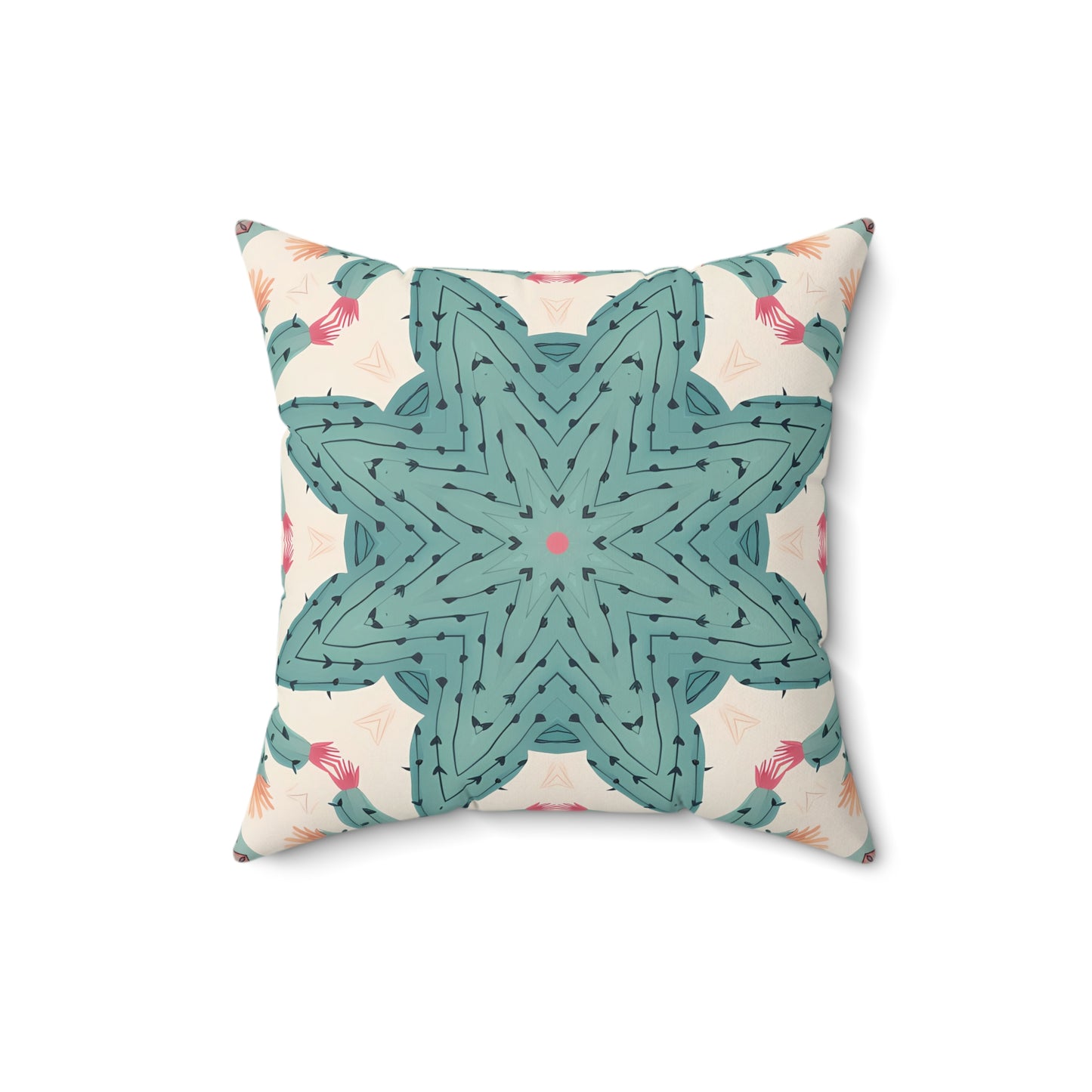 Desert Cactus Star Tile Square Throw Pillow - Double Sided Print - Concealed Zipper - Available in 4 sizes.