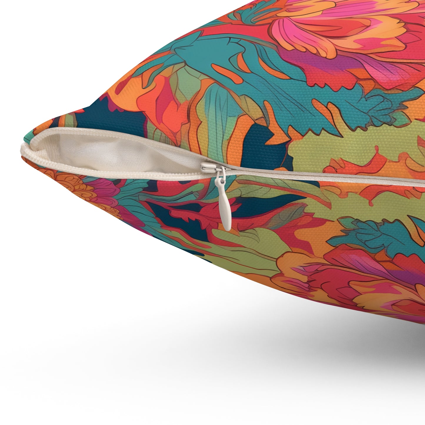 Psychedelic Flower Power Square Throw Pillow - Double Sided Print - Concealed Zipper - Available in 4 sizes.