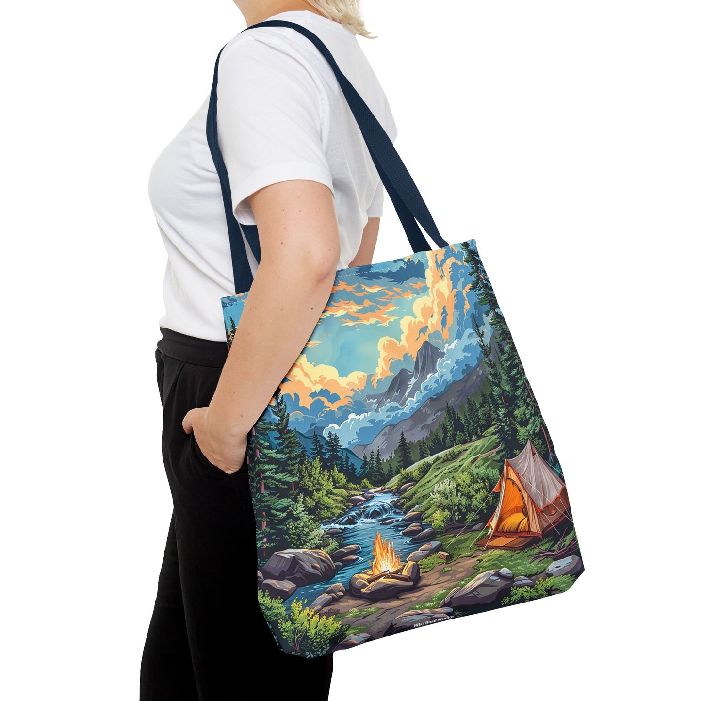 Campfire Serenity Tote Bag - Carry the Calm of the Campsite, Wherever Your Roam! Available in 3 sizes.
