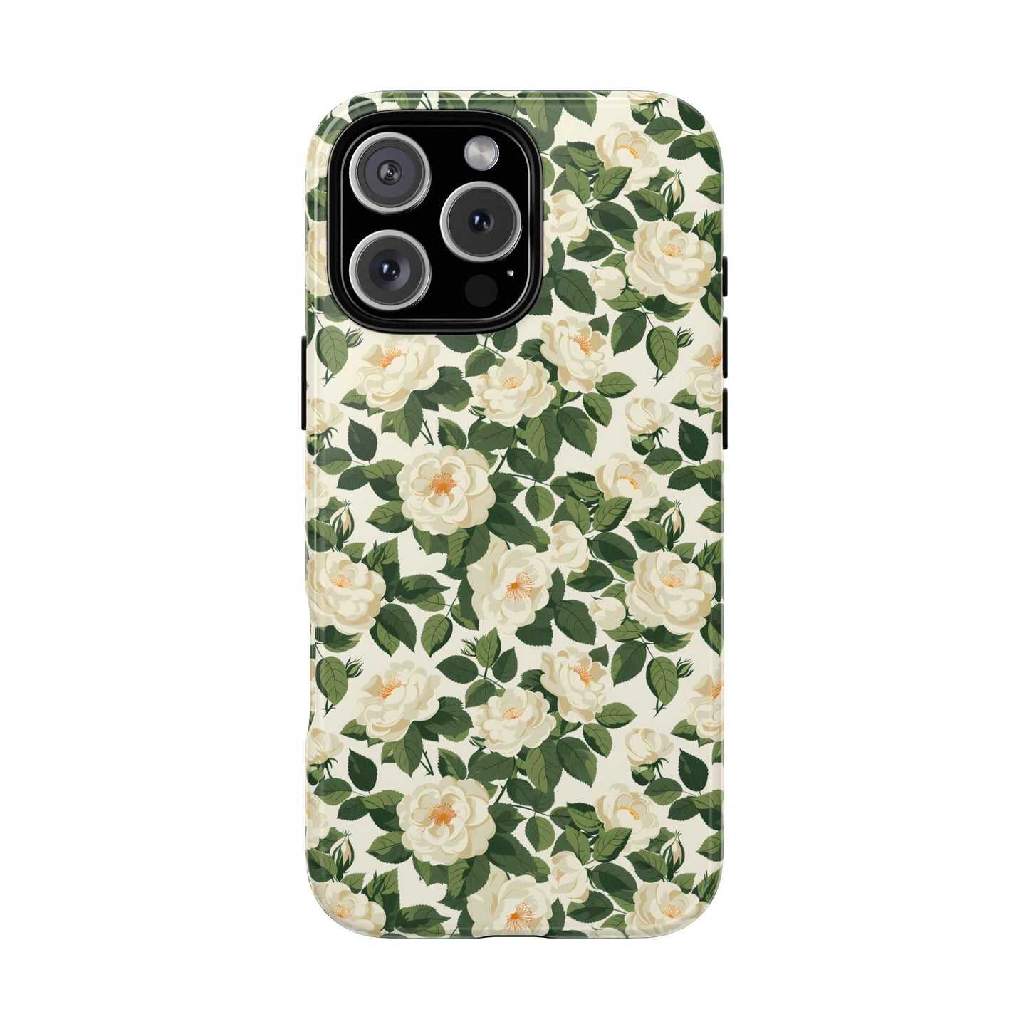 White Roses at Dawn Tough Phone Case for Apple iPhone, Samsung Galaxy, and Google Pixel.