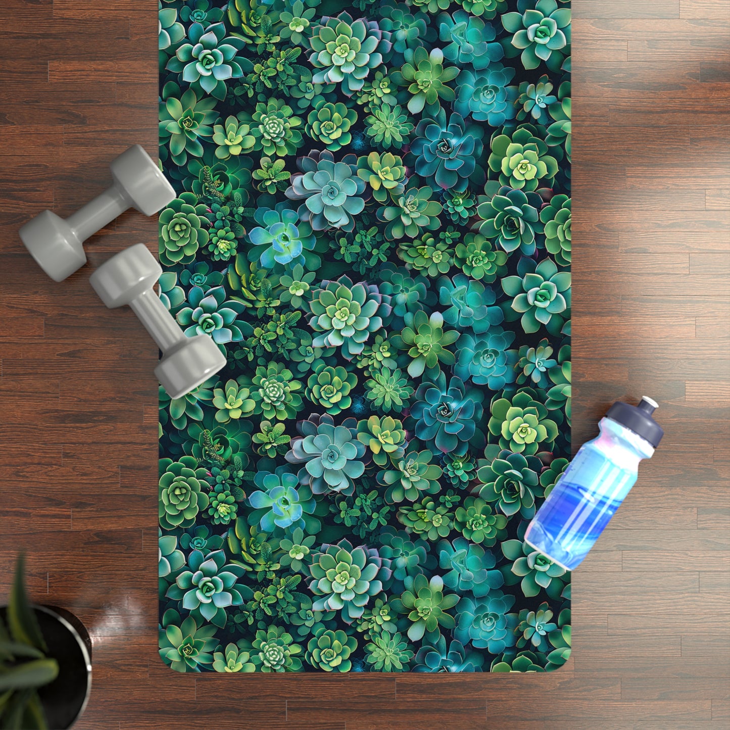 Succulent Forest Rubber Yoga Mat - Unroll Serenity with Every Pose!