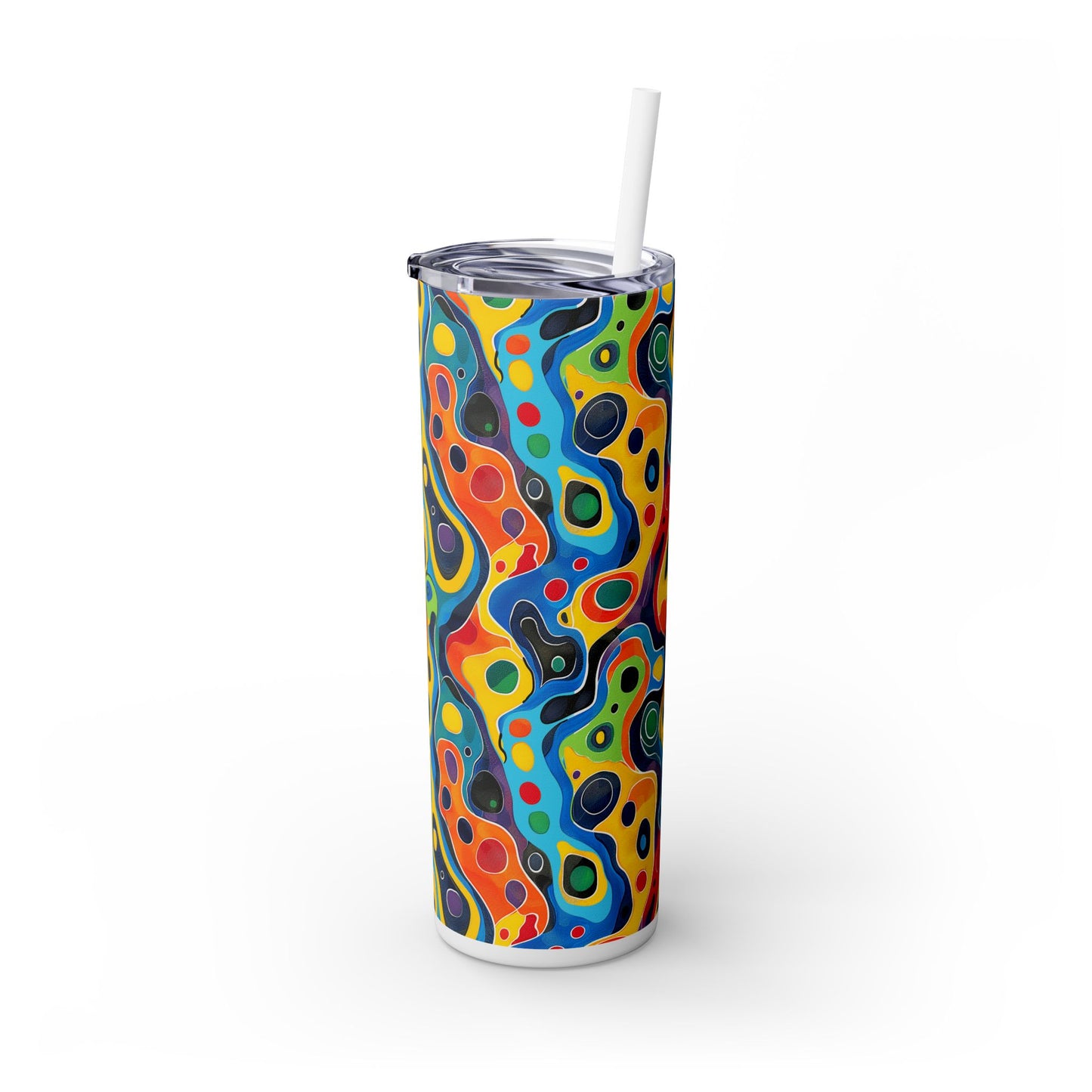 Groovy Splash Escape Skinny Tumbler with Straw - 20 oz. Insulated Stainless Steel - Embrace the Groove with Every Sip!