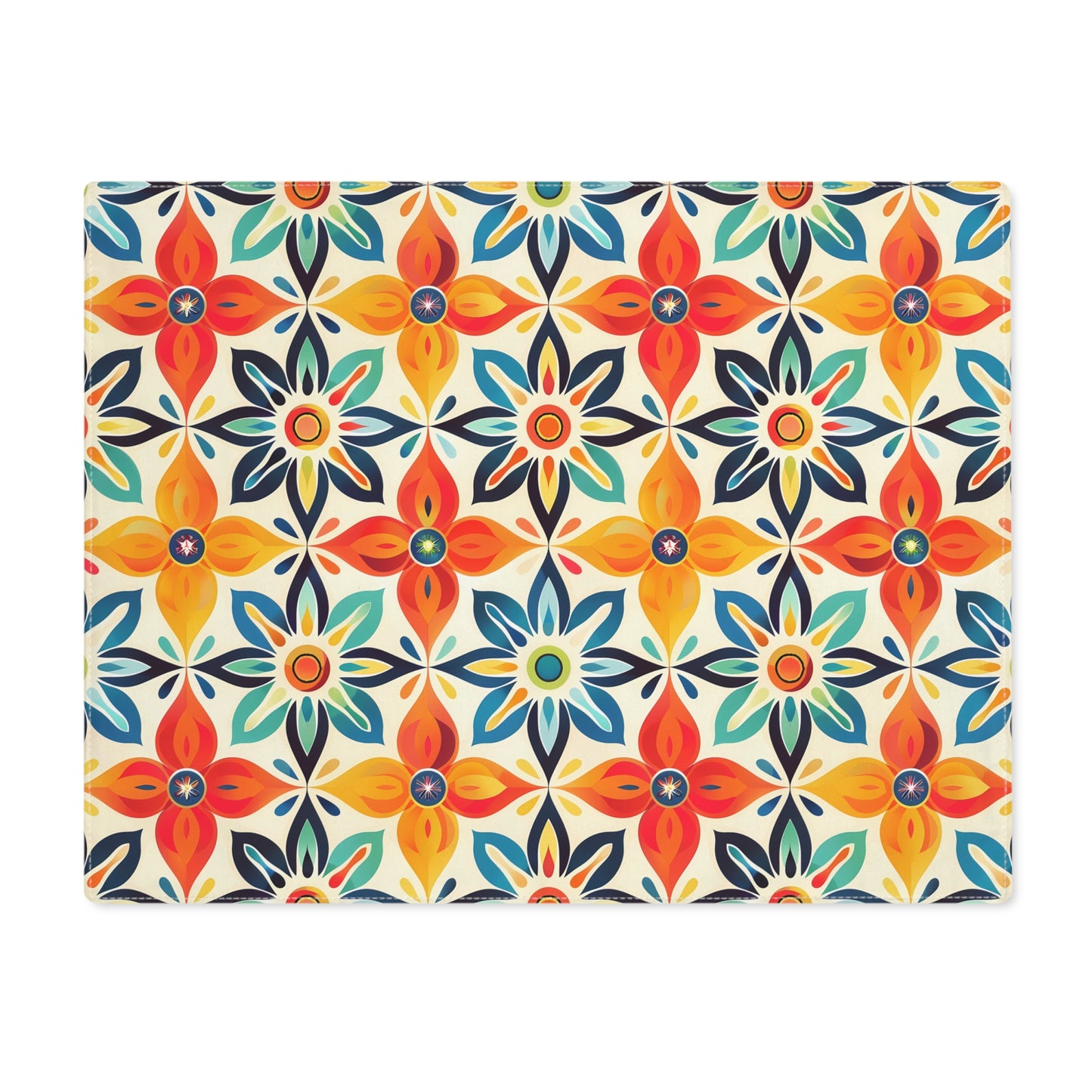 Mediterranean Tile Blossom Placemat - Bring Mediterranean Charm to Your Table! Cotton Twill - 18" x 14"