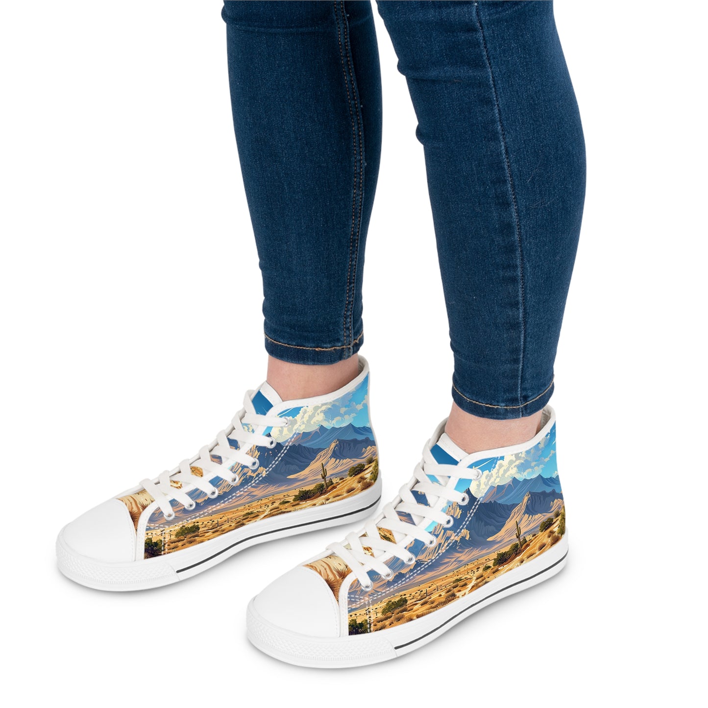 Southwest Desert Dreamscape Ladies' High Top Sneakers - Stride Through the Southwest – Where Desert Beauty Meets Everyday Style!