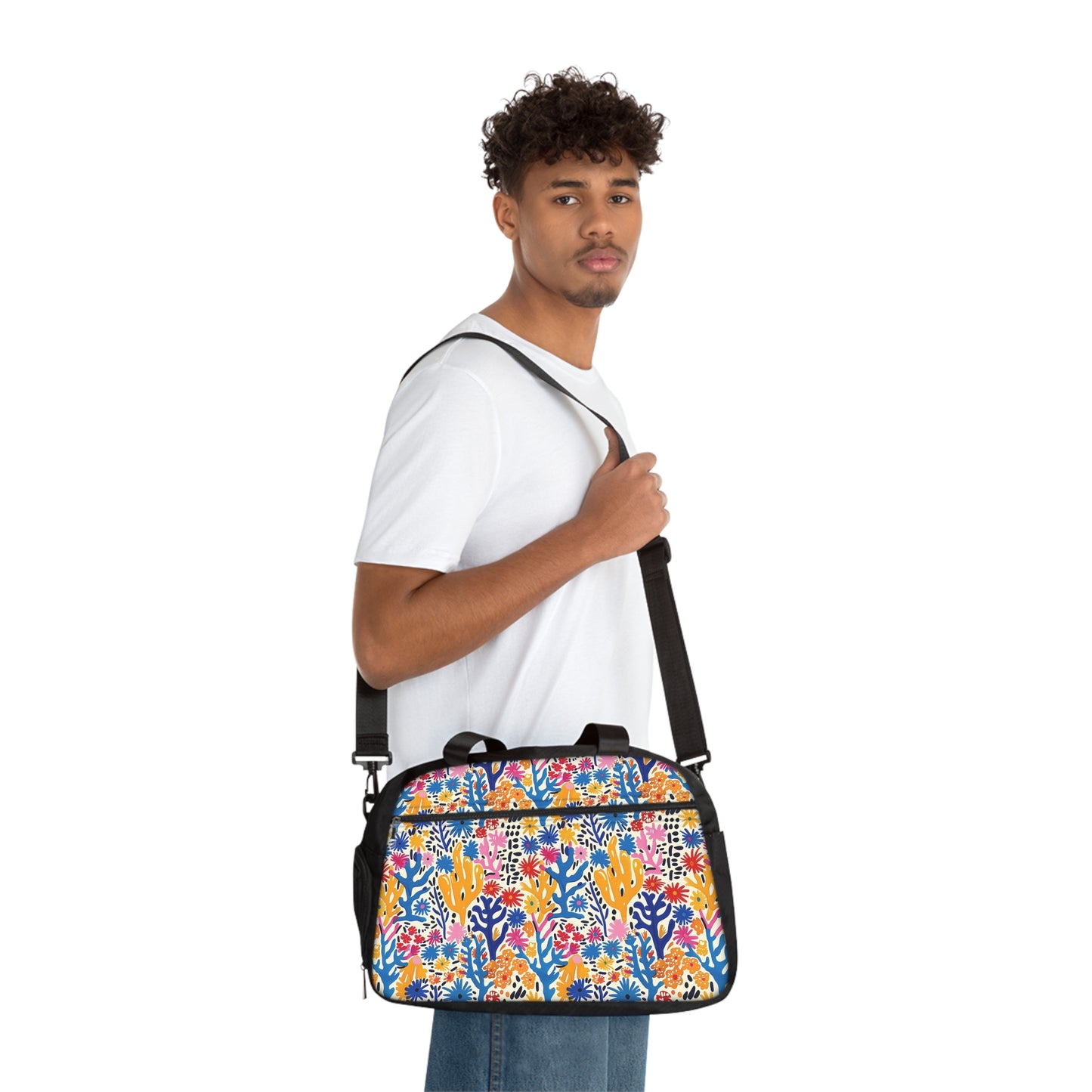 Coral Bloom Harmony Fitness Gym Bag - Bold Beauty in Motion: Carry Your Vibrant Style with Coral Bloom Harmony.
