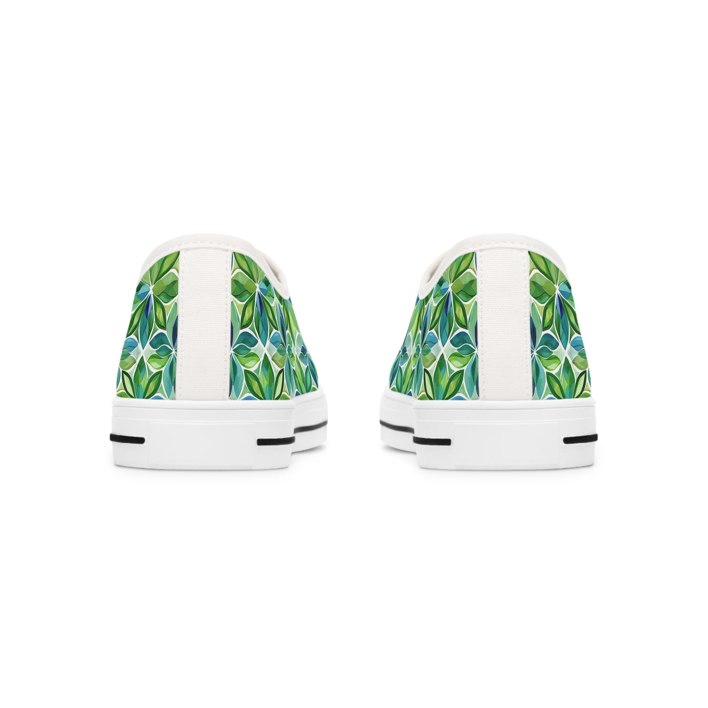 Spring Geo Flowers Ladies' Low Top Sneakers - Step into Nature’s Geometry – Where Floral Elegance Meets Modern Style!
