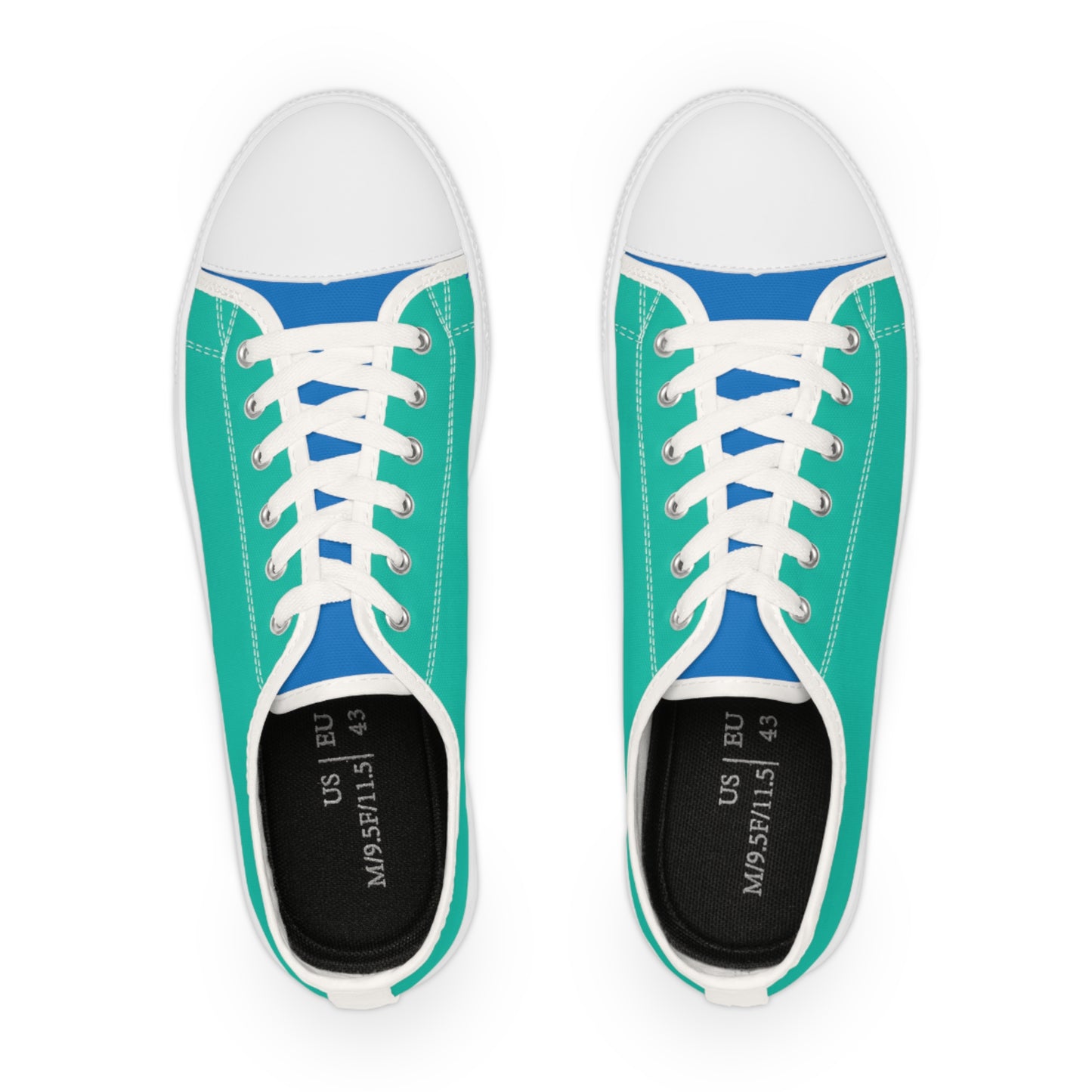 Turquoise Reef Men's Two-Tone Low Top Sneakers - Ride the Waves – Where Ocean Blue Meets Turquoise Tranquility!