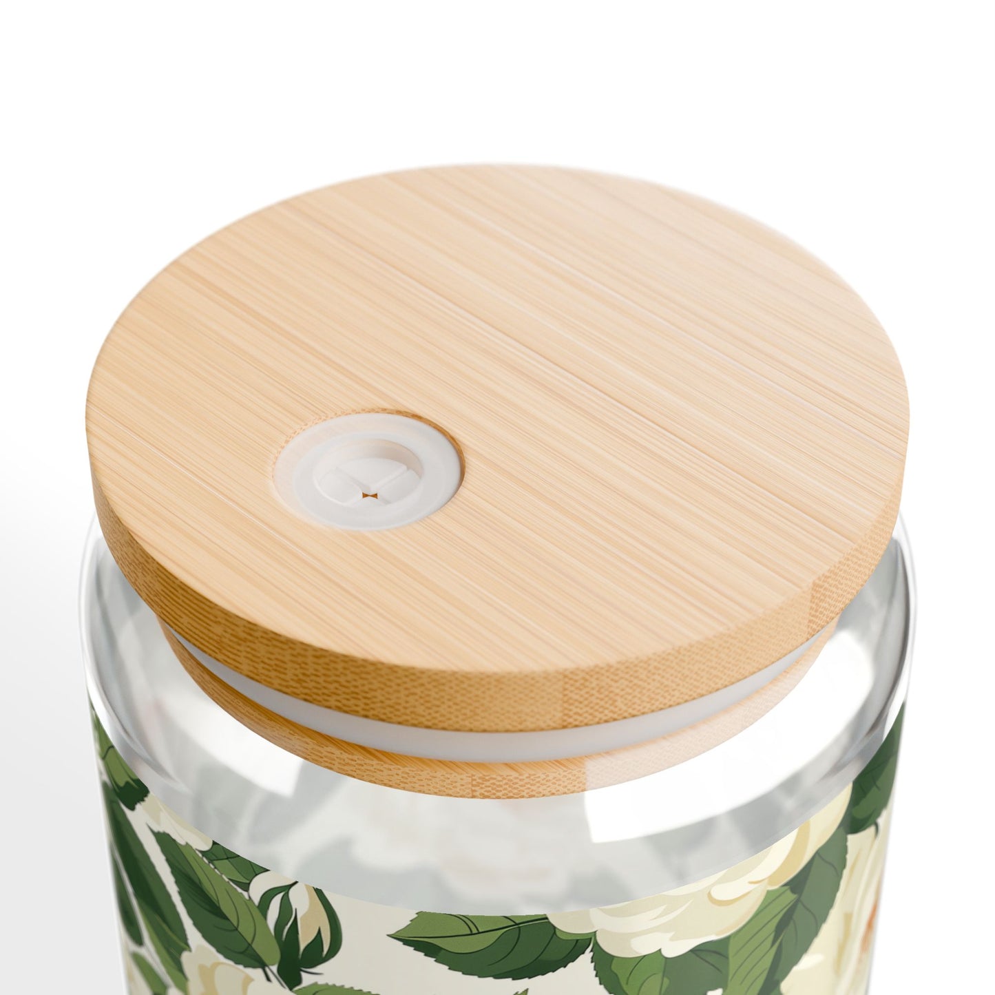 White Roses at Dawn Sipper Glass Tumbler - 16 oz - Life's a Bed of White Roses When You Sip from our White Rose Sipper Glass!