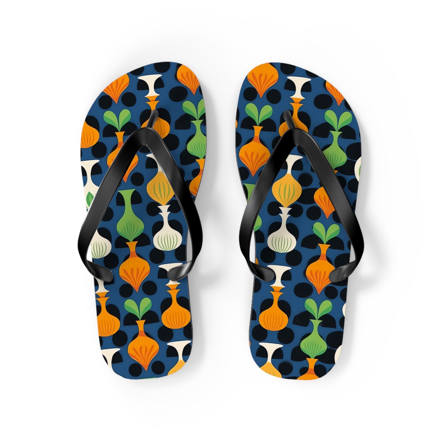 Mod Floating Vases Flip Flops. 5/8" Thick Comfortable Summer or Winter Gym/Sauna Footwear for Men and Women.