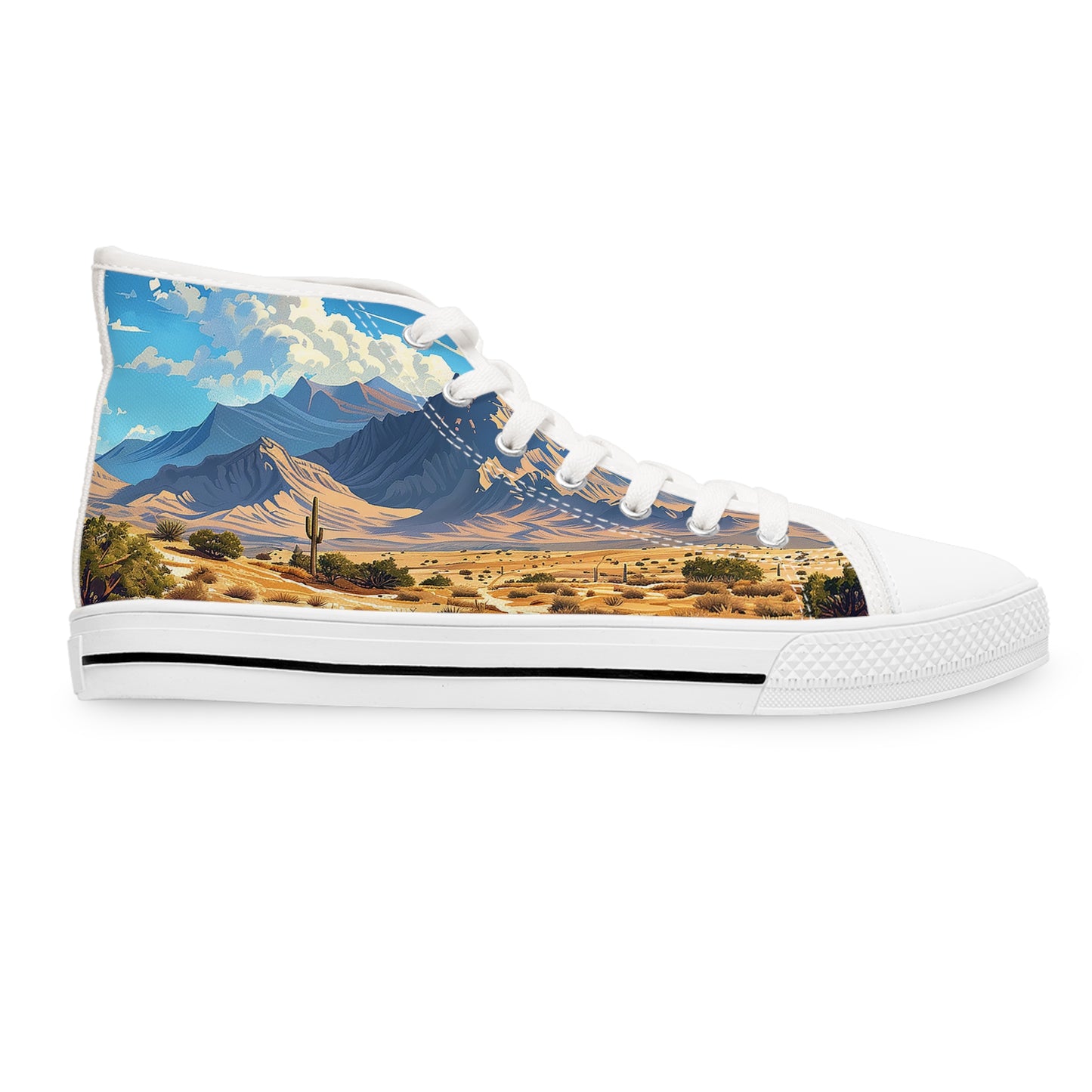 Southwest Desert Dreamscape Ladies' High Top Sneakers - Stride Through the Southwest – Where Desert Beauty Meets Everyday Style!