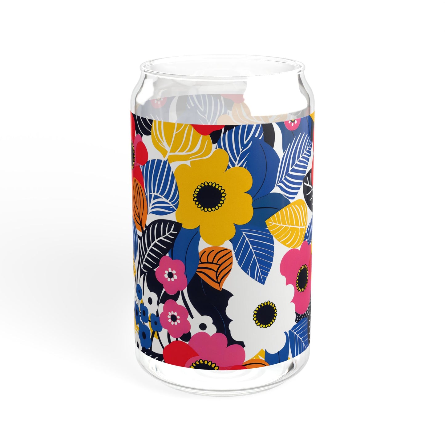 Blossom Burst Sipper Glass Tumbler - 16 oz - Sip in Style with a Burst of Blossoms!