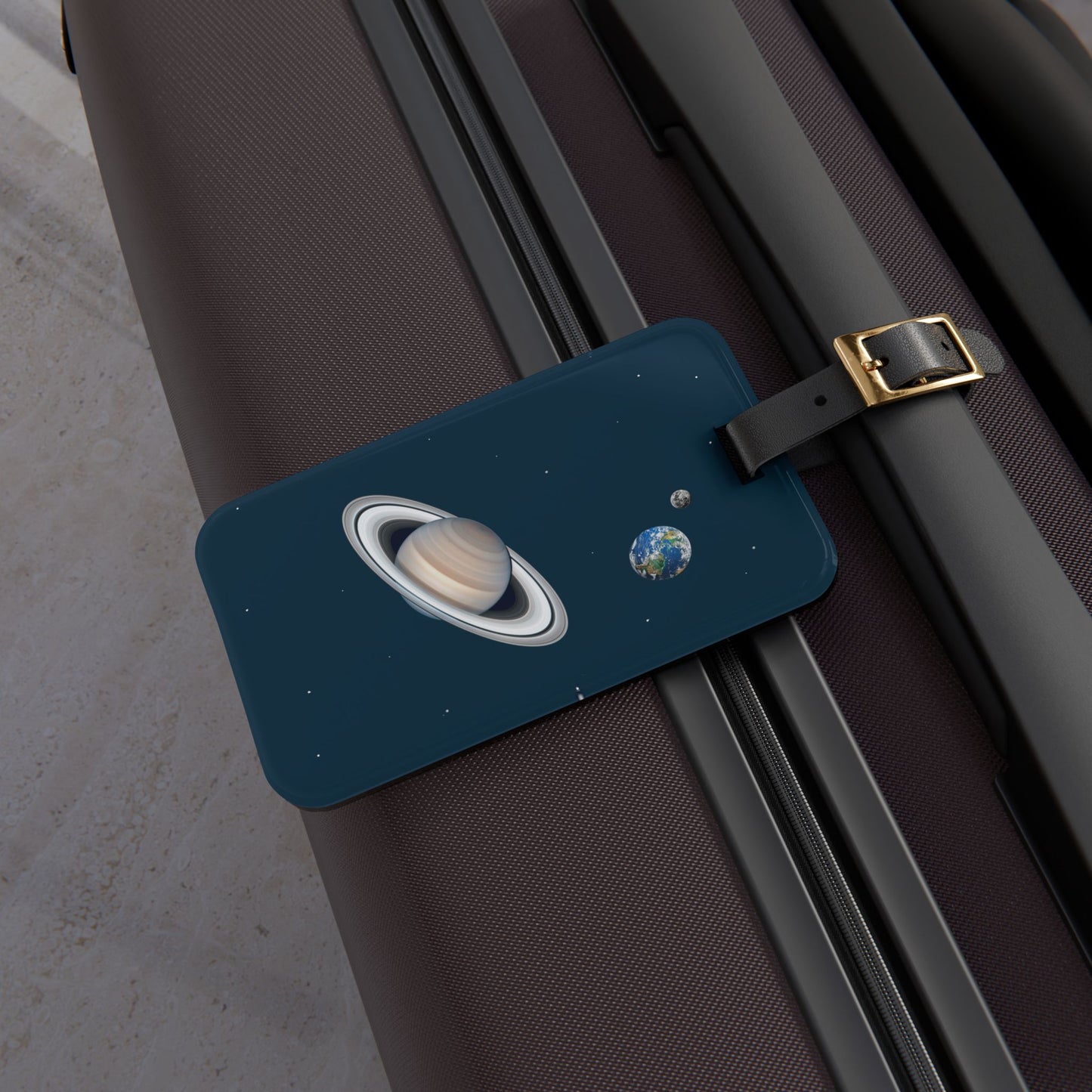 Saturn Sojourn Luggage Tag - Journey Through the Cosmos with the Saturn Sojourn Acrylic Luggage Tag!