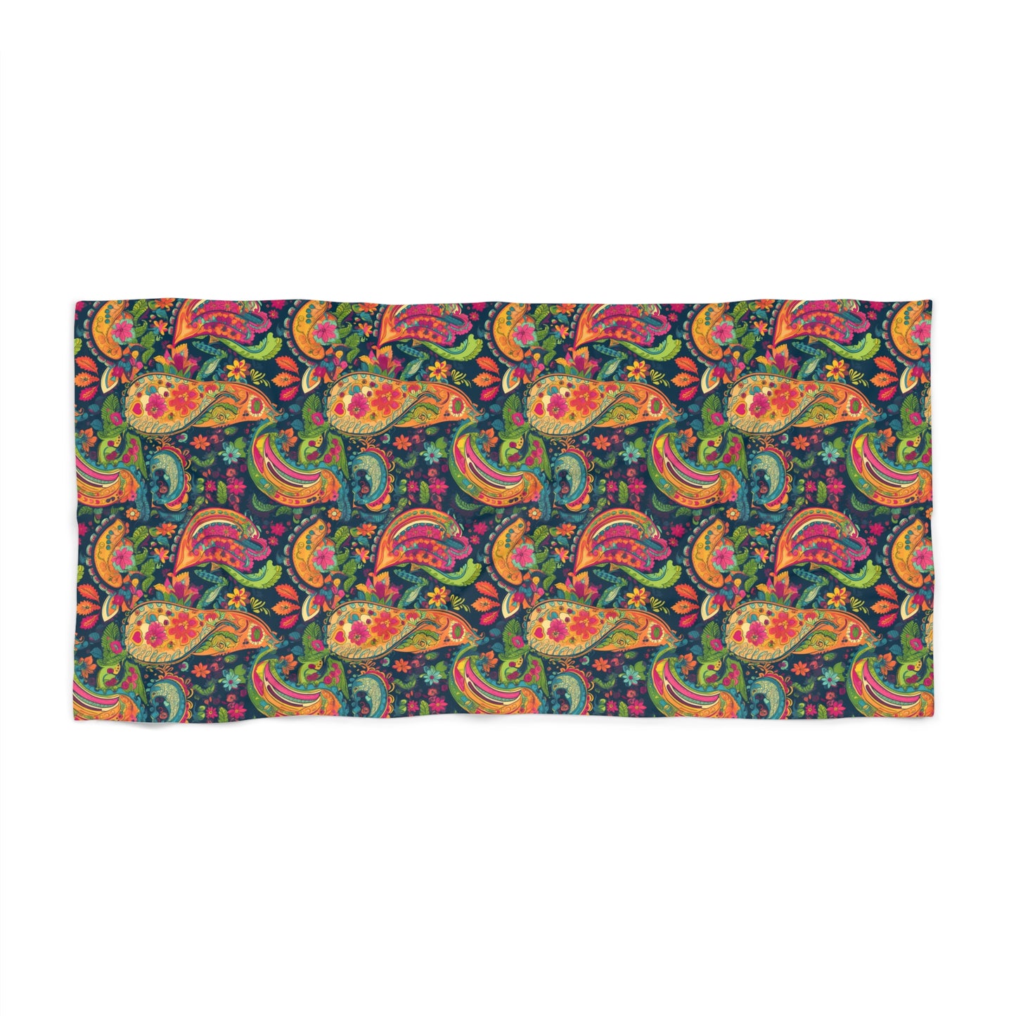 Psychedelic Paisley Party Luxurious Beach Towel - A Vibrant Splash of Retro Chic, Mod Color, Bright, Fun! Available in 2 sizes.