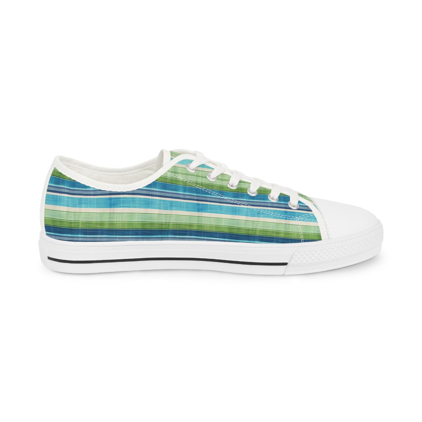 Ocean Whisper Stripes Men's Low Top Sneakers - Stride with the Current with Our Ocean Whisper Stripes Sneakers!