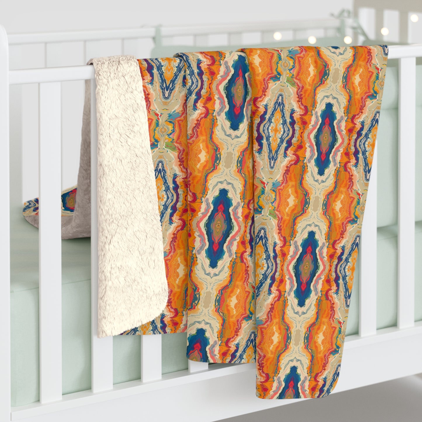 Crystal Cavern Sherpa Fleece Blanket - Snuggle into the Hidden Wonders of Crystal Cavern Comfort - Where Nature's Geometry Meets Cozy Chic! Available in 2 sizes.