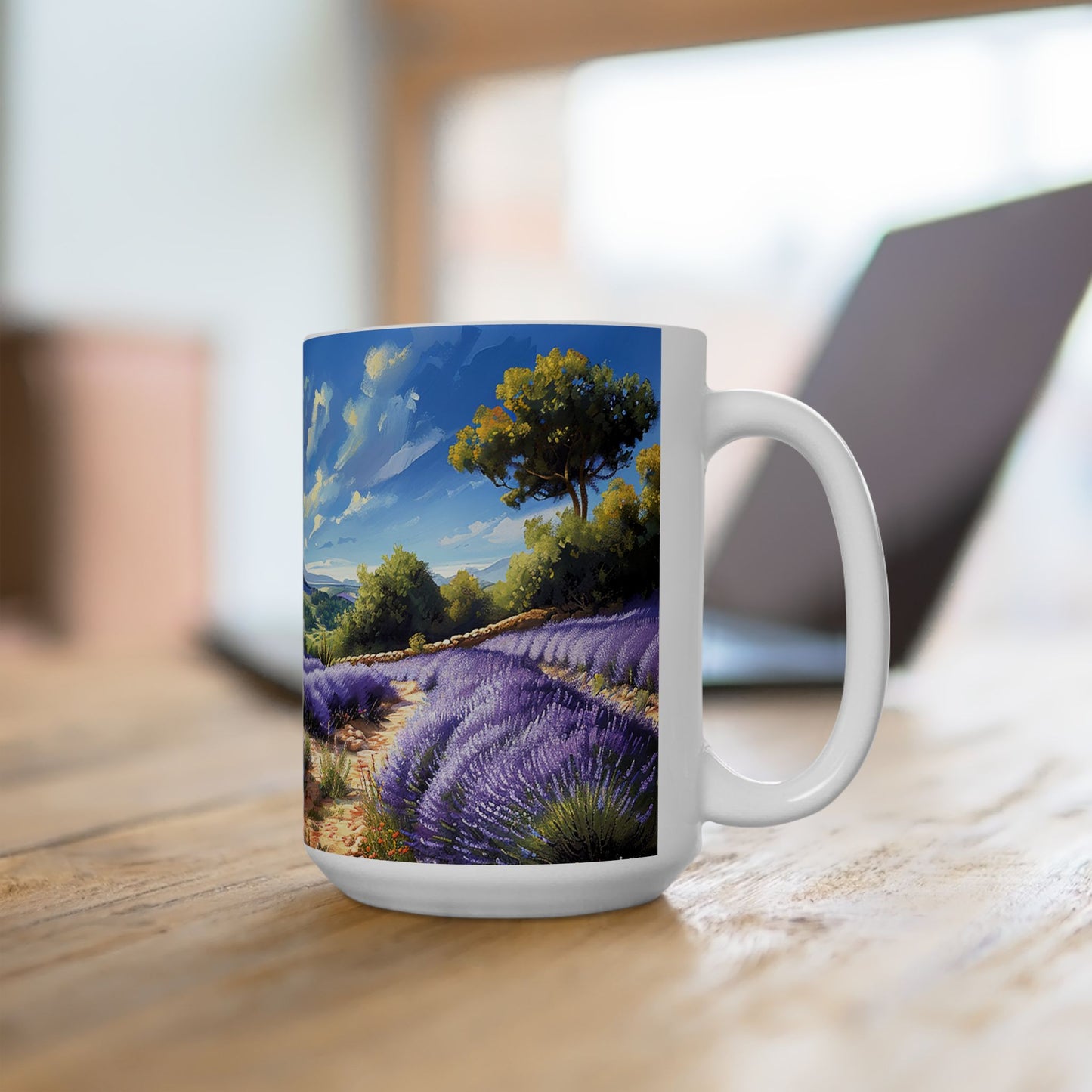 Tuscan Lavender Dreams Ceramic Mug - 15 oz. - Sip the Serenity of the Tuscan Countryside!