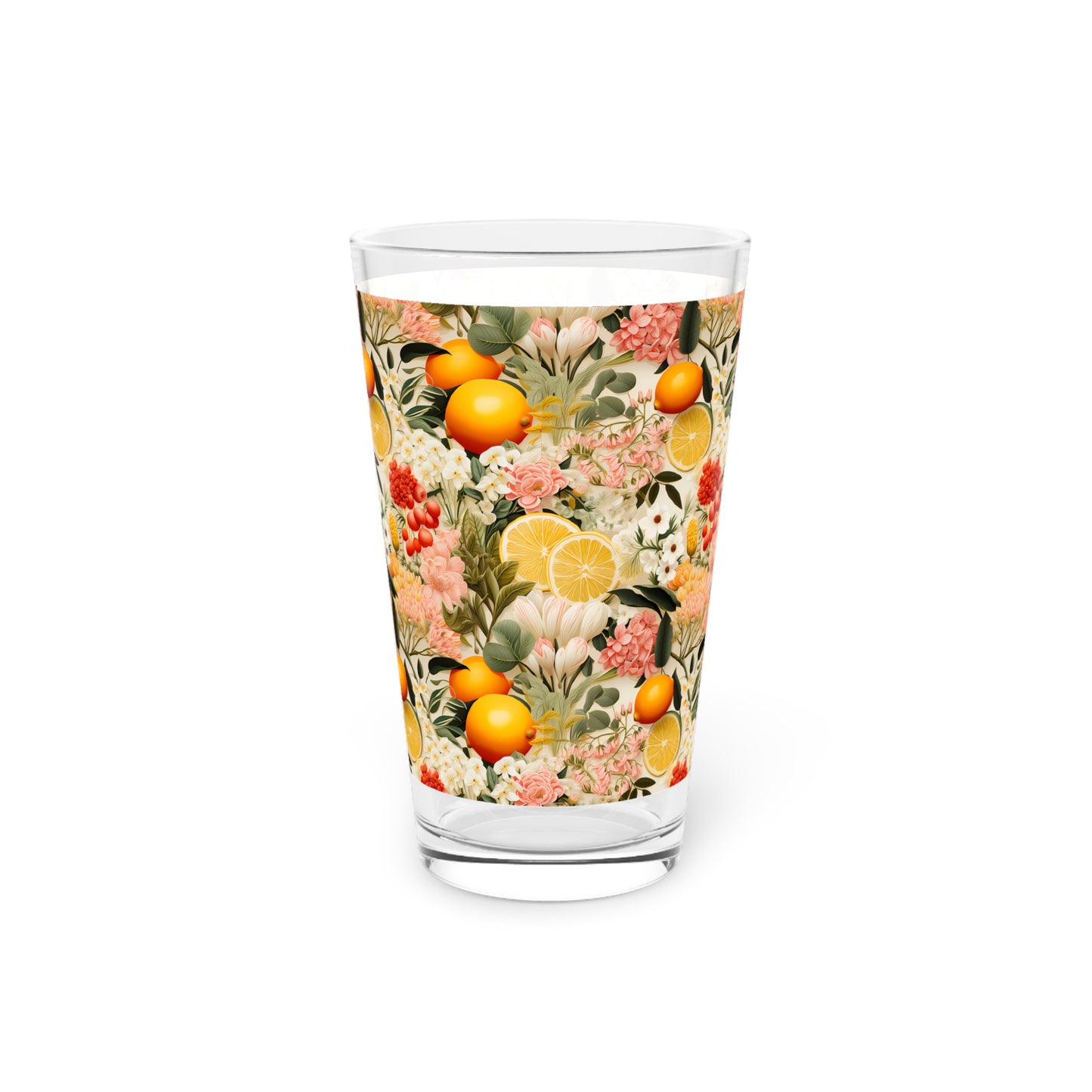 Old World Citrus Delight Pint Glass - 16 oz - The Most Beautiful Lemon-Inspired Old World European Citrus Drinkware!