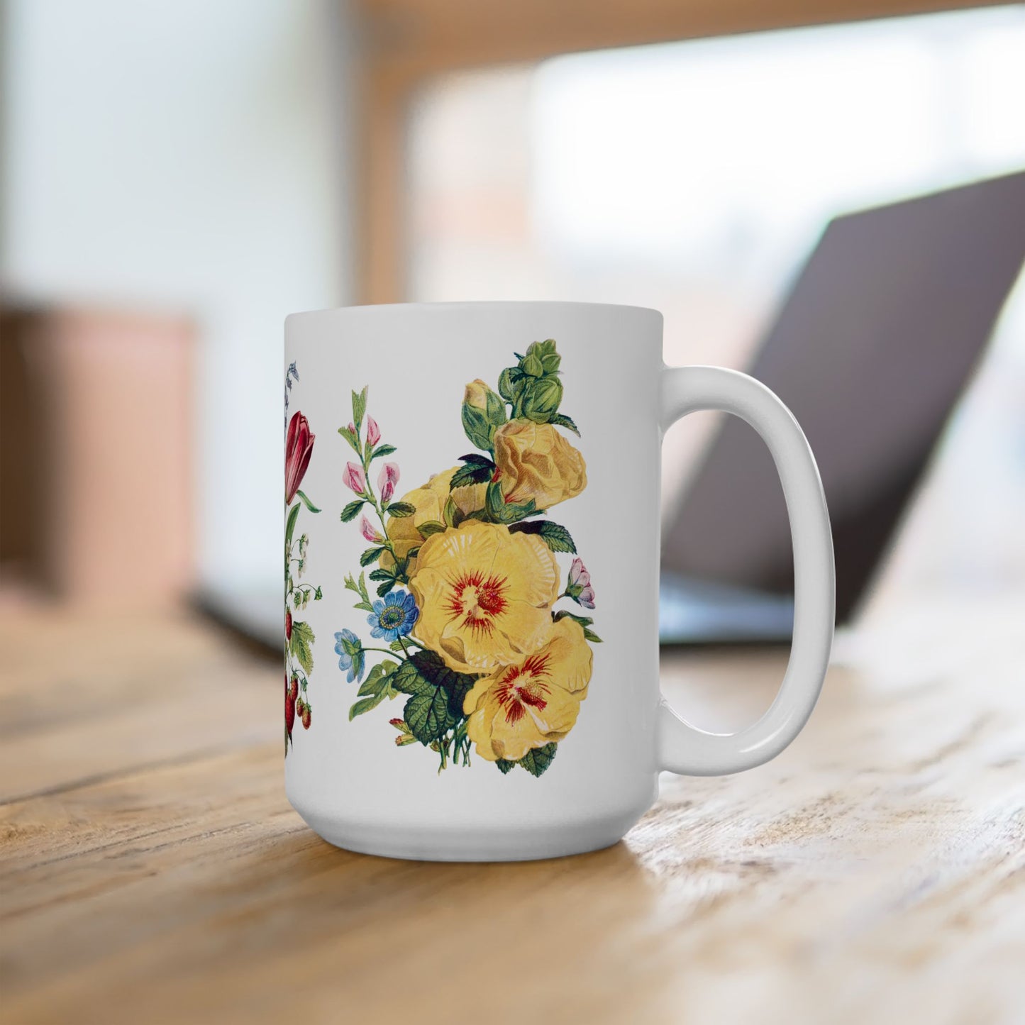 Vintage Floral Collection Ceramic Mug - 15 oz. - Sip Timeless Elegance with Every Bloom! From our Vintage Floral Collection.