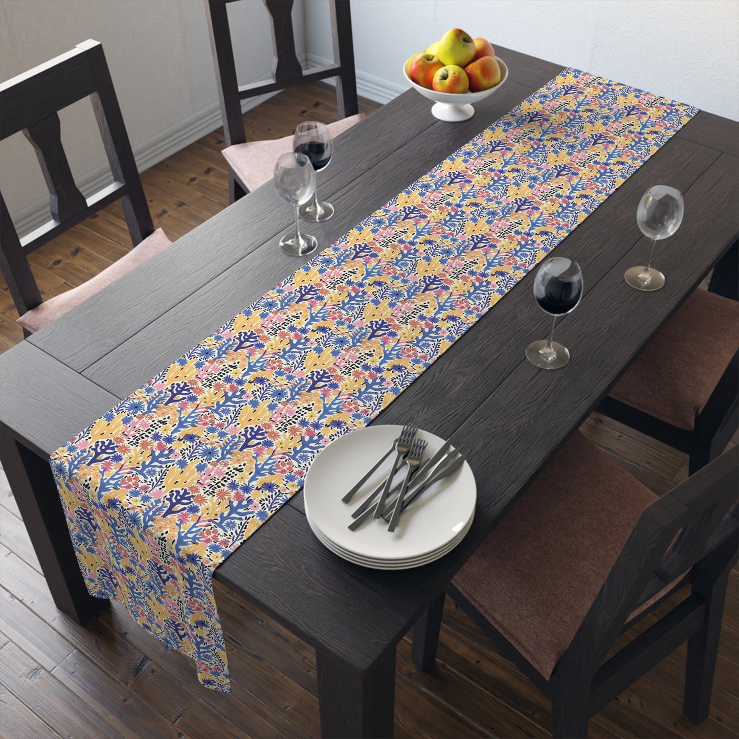 Coral Bloom Harmony Table Runner - Cotton Twill - Available in 2 sizes: 16" x 72" and 16" x 90".