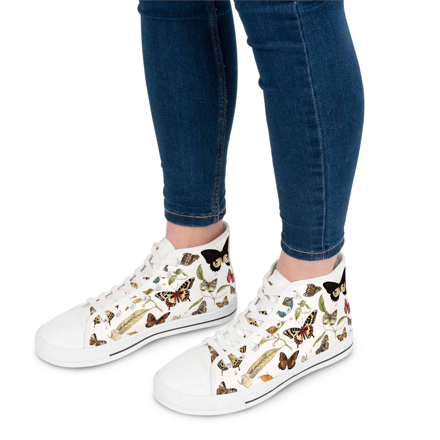 Botanical Butterflies Ladies' High Top Sneakers - Flutter into Style With these Light-as-a-Butterfly Sneakers!