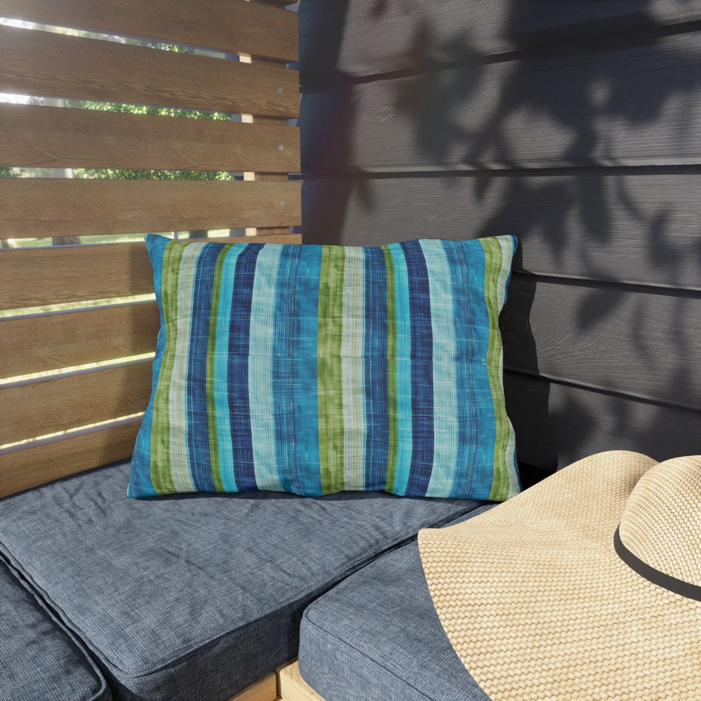 Ocean Whisper Stripes Outdoor Lumbar Pillow - Spun Polyester - Double-Sided Print - UV-Resistant - Water-Resistant - Lumbar size: 20" x 14"
