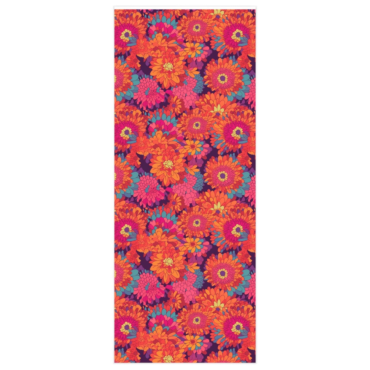 On Fire Flower Power Wrapping Paper - Ignite Your Gifts With Colorful Floral Vintage Vibes! Available in 2 sizes.