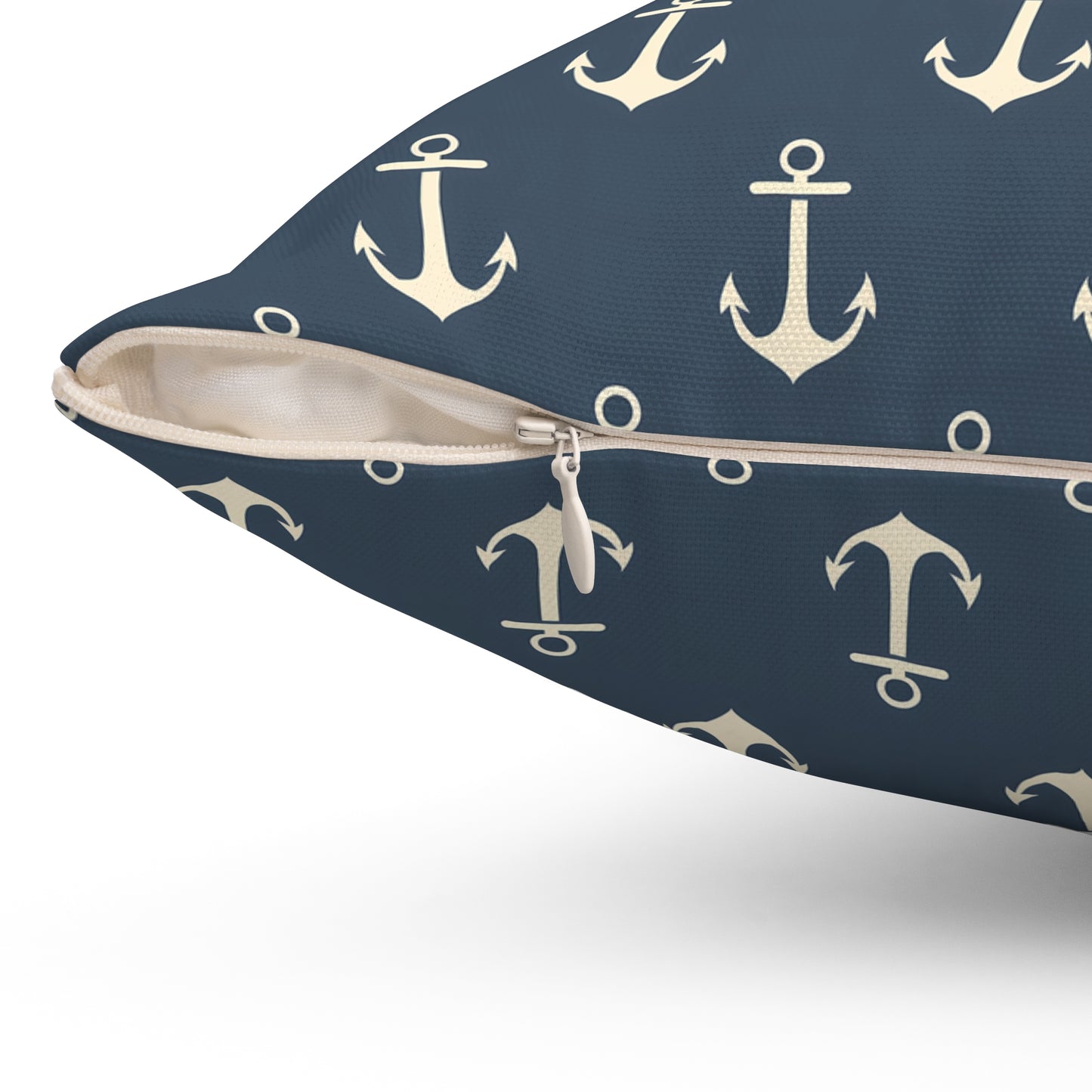 Anchors Aweigh! Spun Polyester Square Pillow - Double-Sided - Concealed Zipper - Available in 4 sizes.