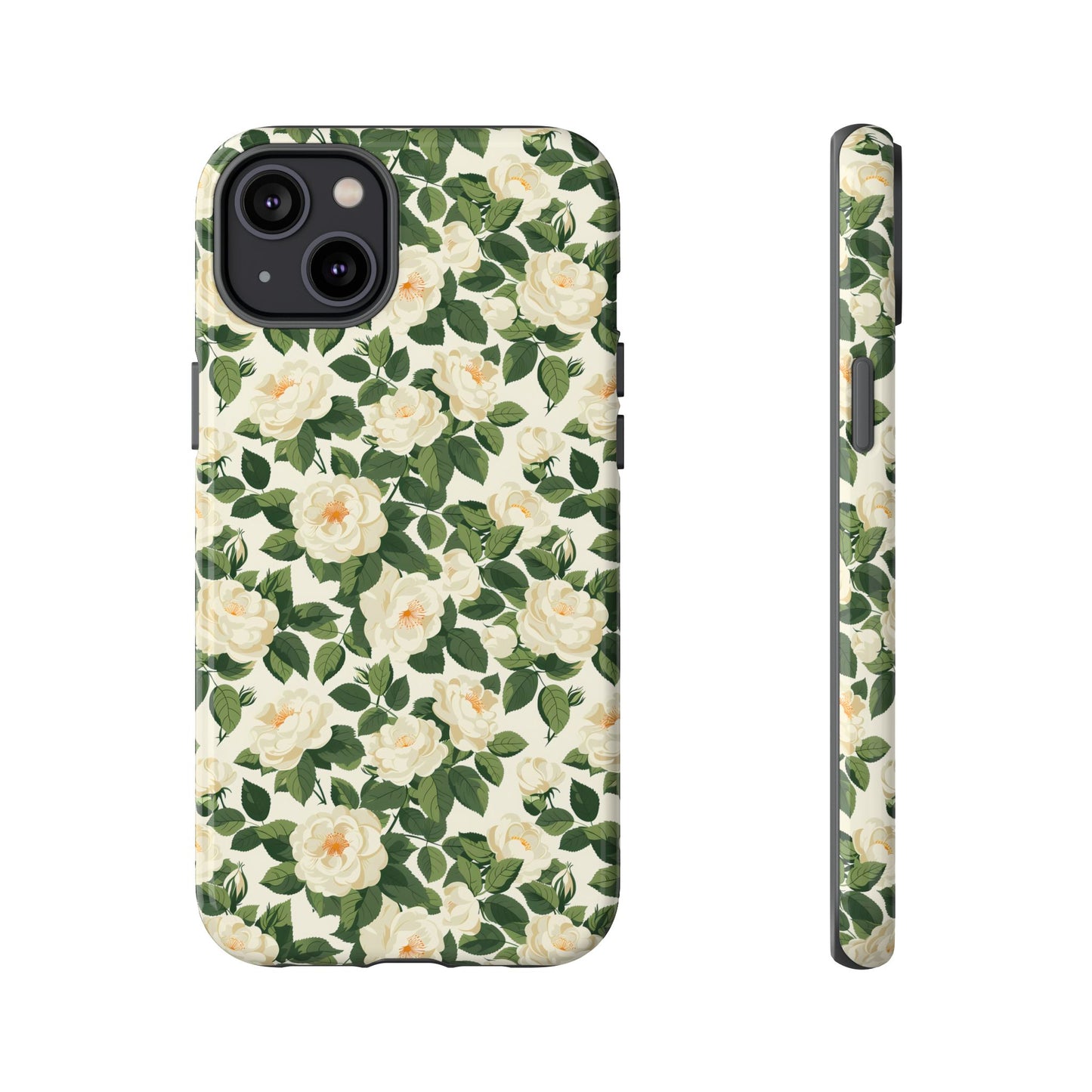 White Roses at Dawn Tough Phone Case for Apple iPhone, Samsung Galaxy, and Google Pixel.