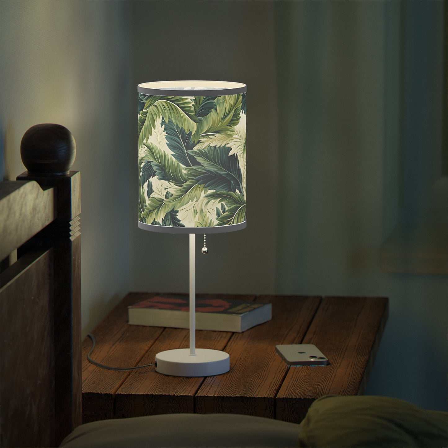 Island Green Ferns Modern Table Lamp. 20" Tall, Metal Stand, US|CA Plug, Available in 2 Finishes & Multiple Trim Colors