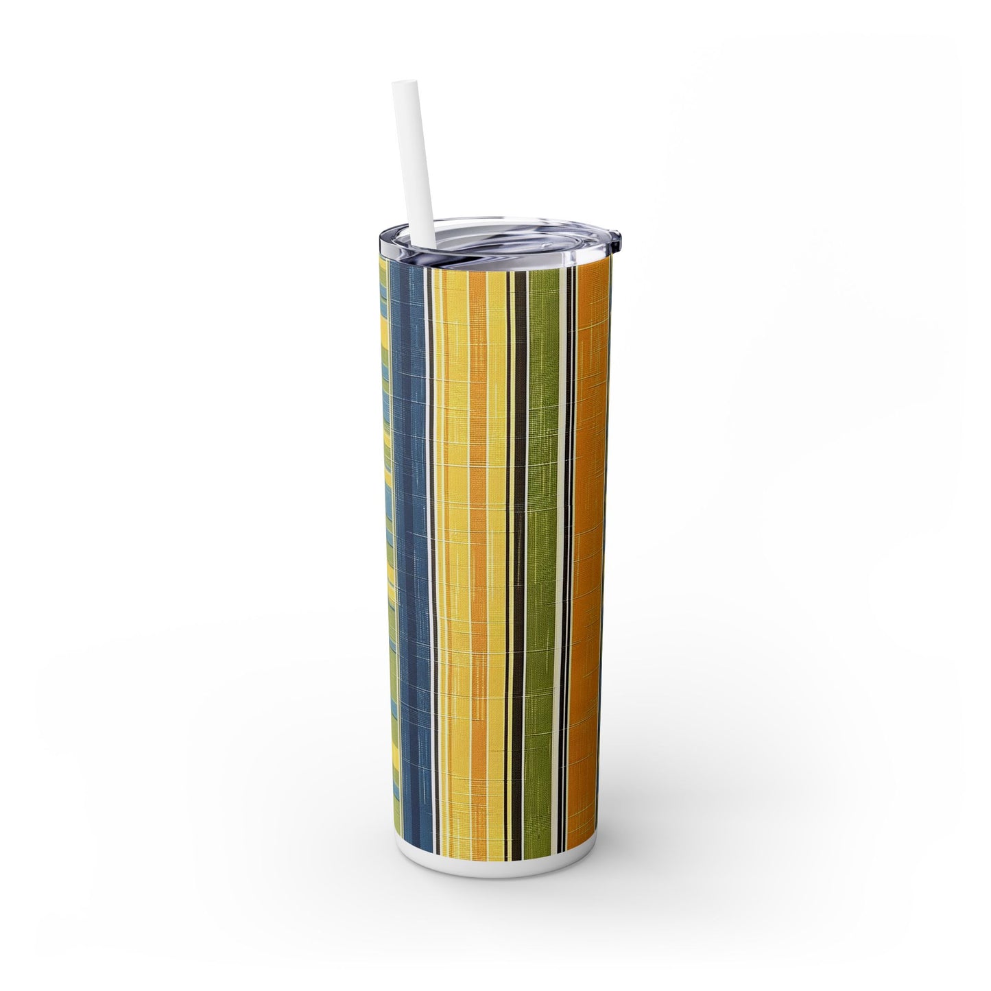 Summer Stripes Delight Skinny Tumbler with Straw - 20 oz. Insulated Stainless Steel - Stripe Up Your Summer with Every Sip!