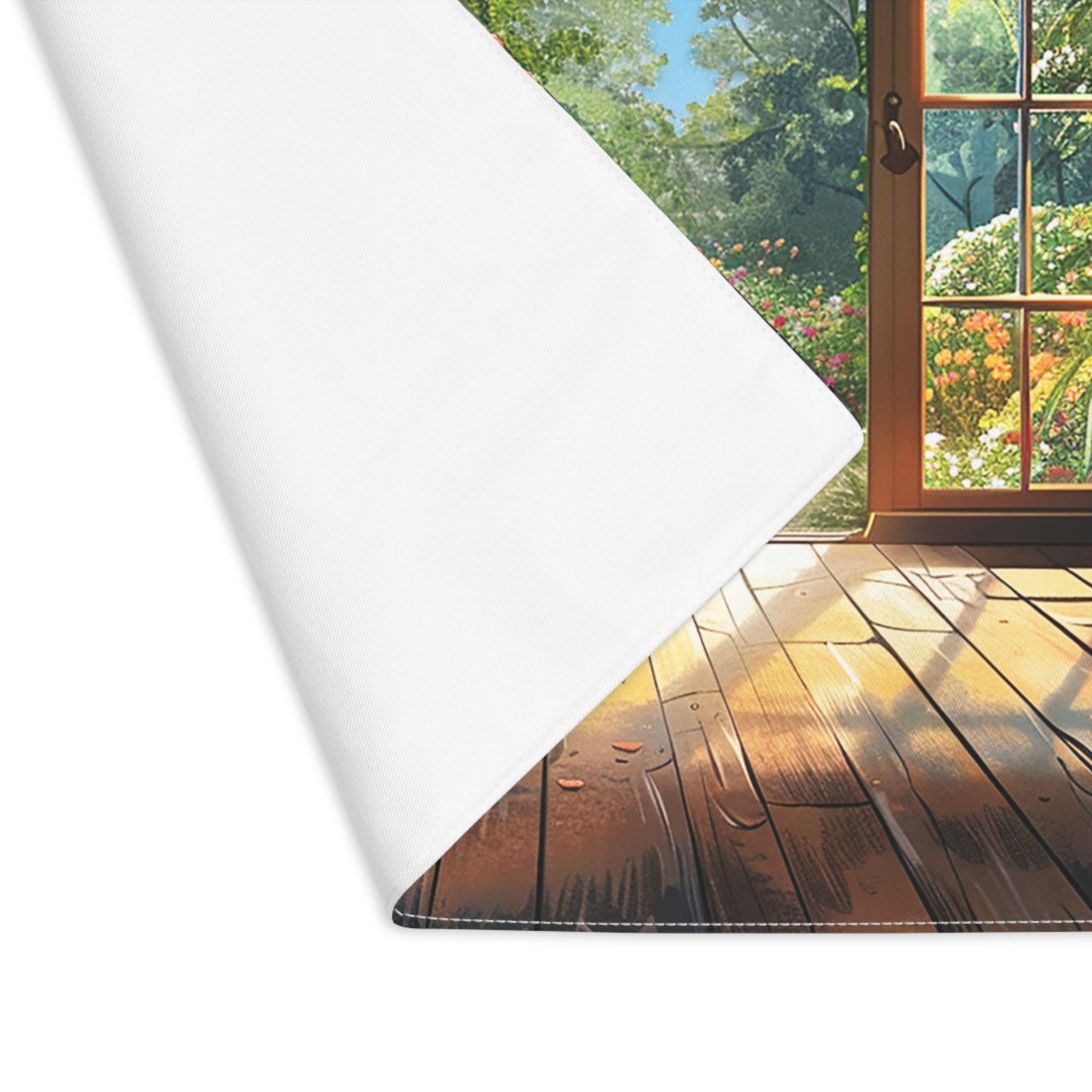 Spring Garden View Placemat - Step Into a Garden of Tranquility with Every Meal! Cotton Twill - 18" x 14"