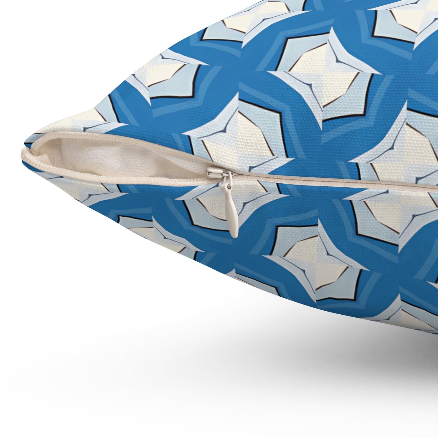 Mod Blue Geometric Tile Square Throw Pillow - Double Sided Print - Concealed Zipper - Available in 4 sizes.