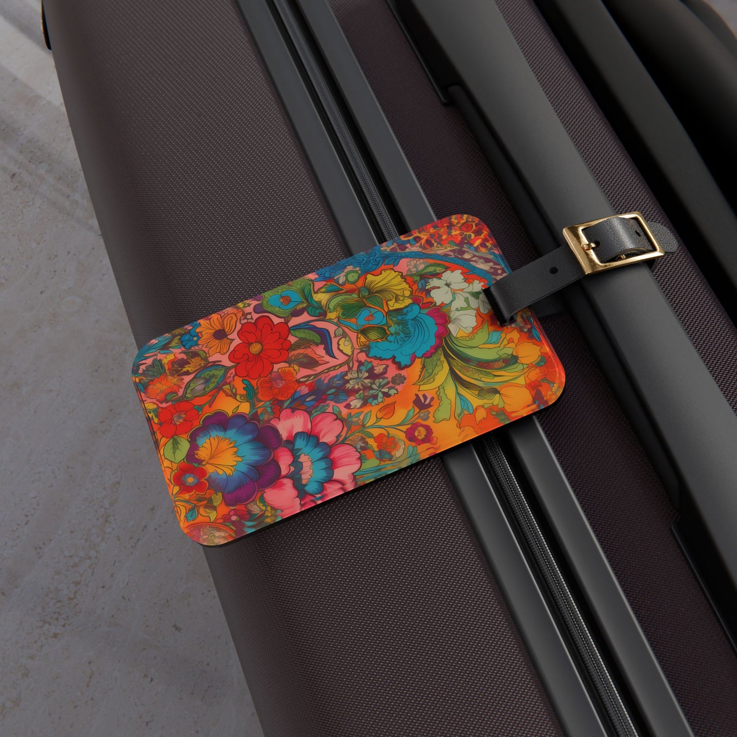 Kaleidoscopic Floral Dance Acrylic Luggage Tag - Make Your Luggage Bloom with the Kaleidoscopic Floral Dance Acrylic Luggage Tag!