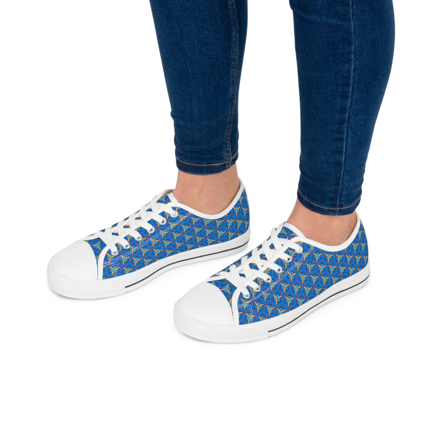 GeoHive Ladies' Low Top Sneakers - Geometry Meets Glam! Step into the Hive - Where Every Angle is Chic!