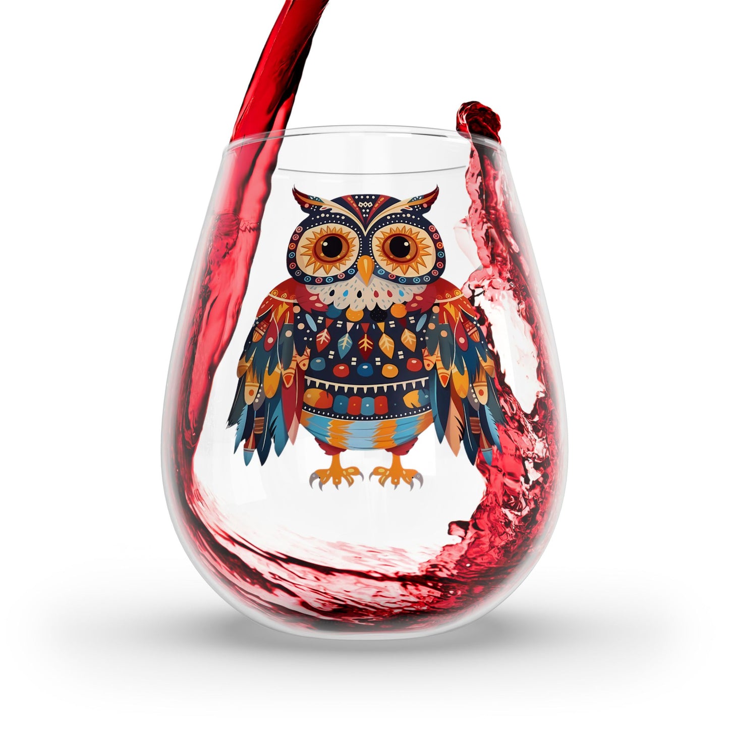 Autumn Gaze Owl Stemless Wine Glass - 11.75 oz - Wisdom Meets Wonder with Every Sip! From our Spirit of the Wild Collection.
