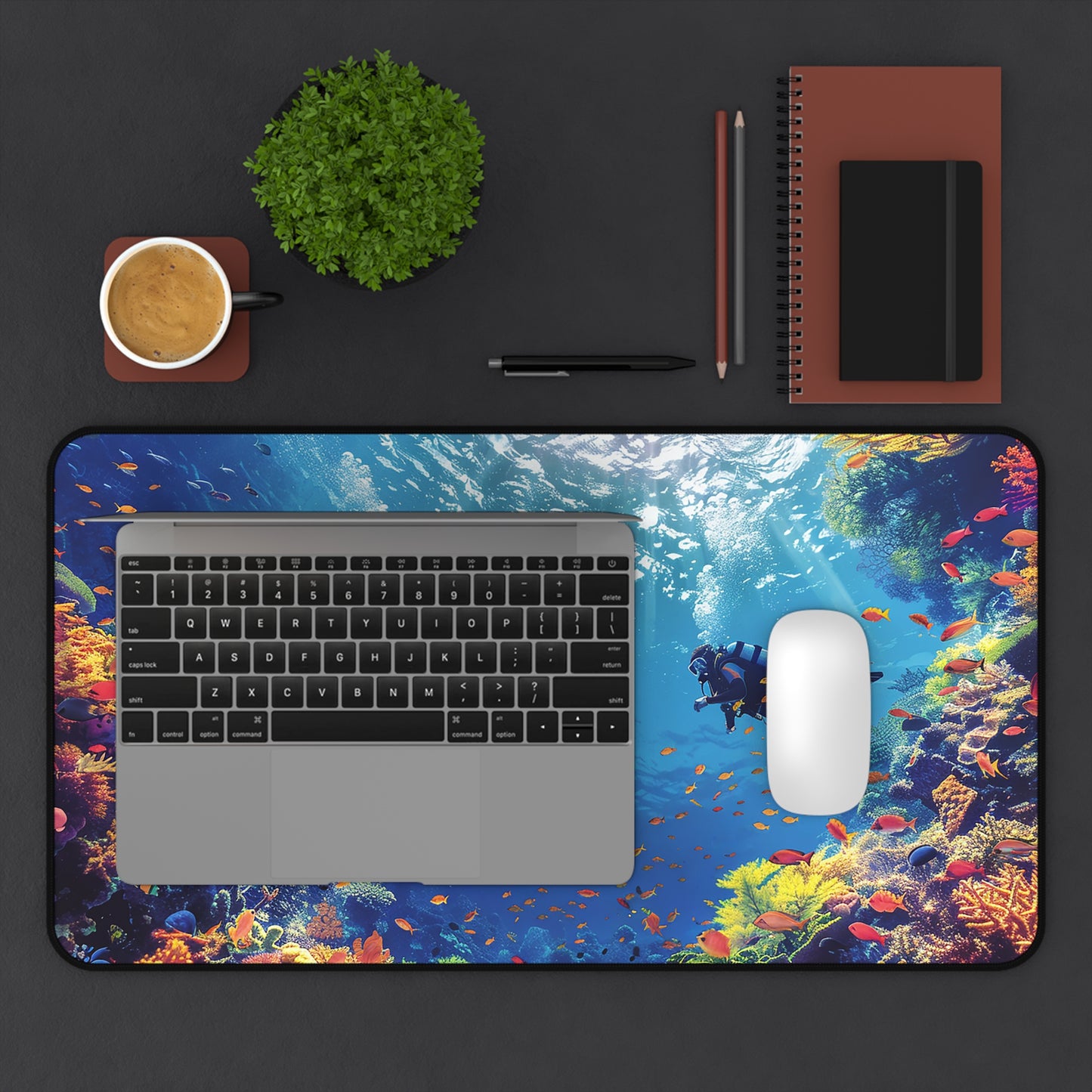 Cozumel Scuba Wonderland Desk Mat (Desk Pad) - Submerge Your Workspace in Underwater Splendor! - Available in 3 sizes.