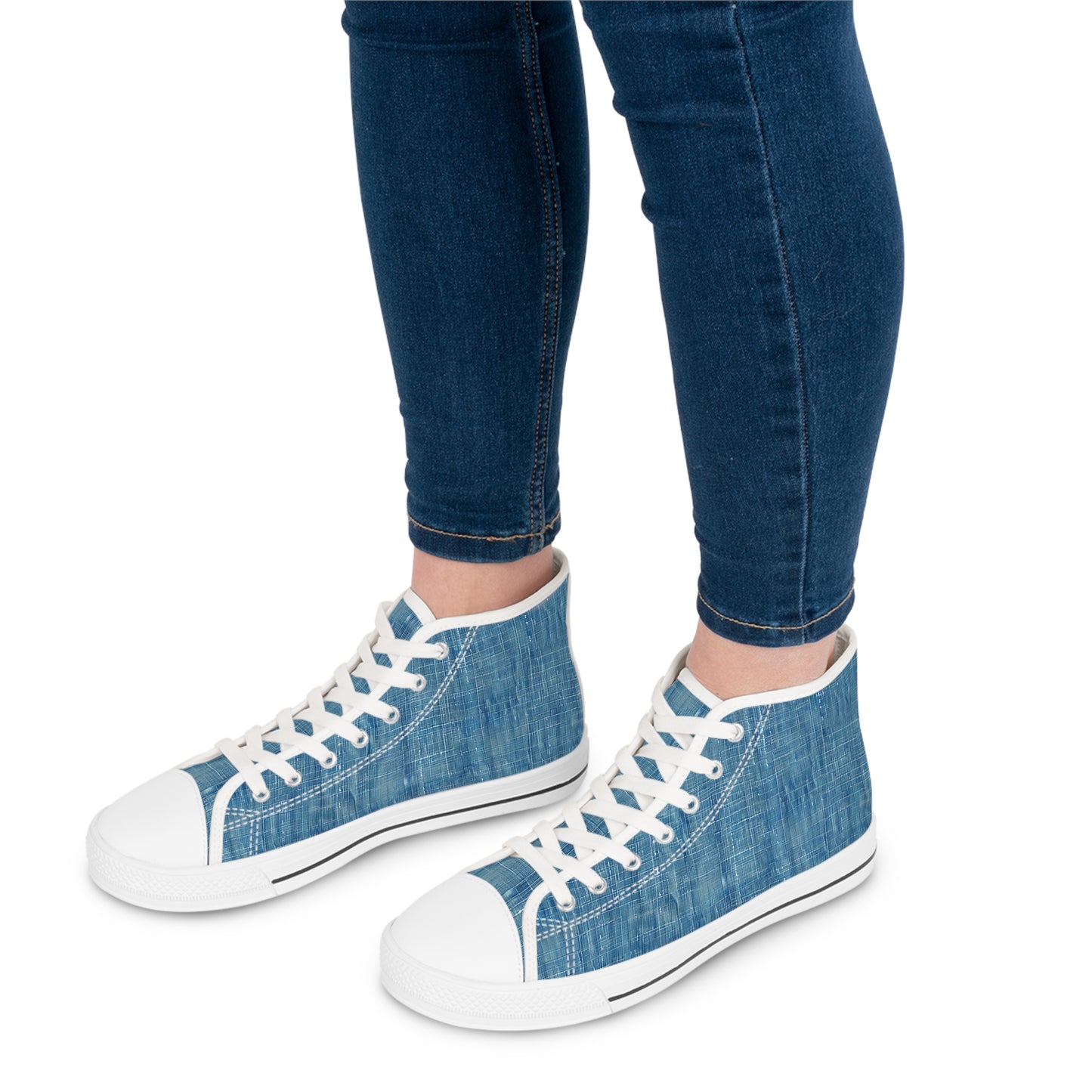 Blue Denim Ladies' High Top Sneakers - Why Rock these Sneakers? Because Old-School Cool Just Got a Modern Makeover!