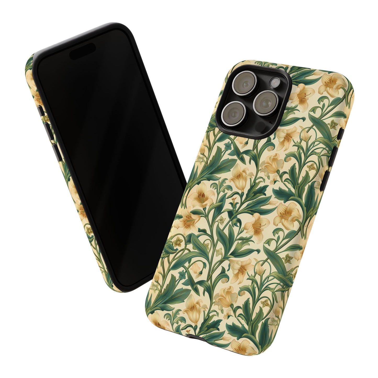 Soft Creamy Star Lily Tough Phone Case for Apple iPhone, Samsung Galaxy, and Google Pixel.