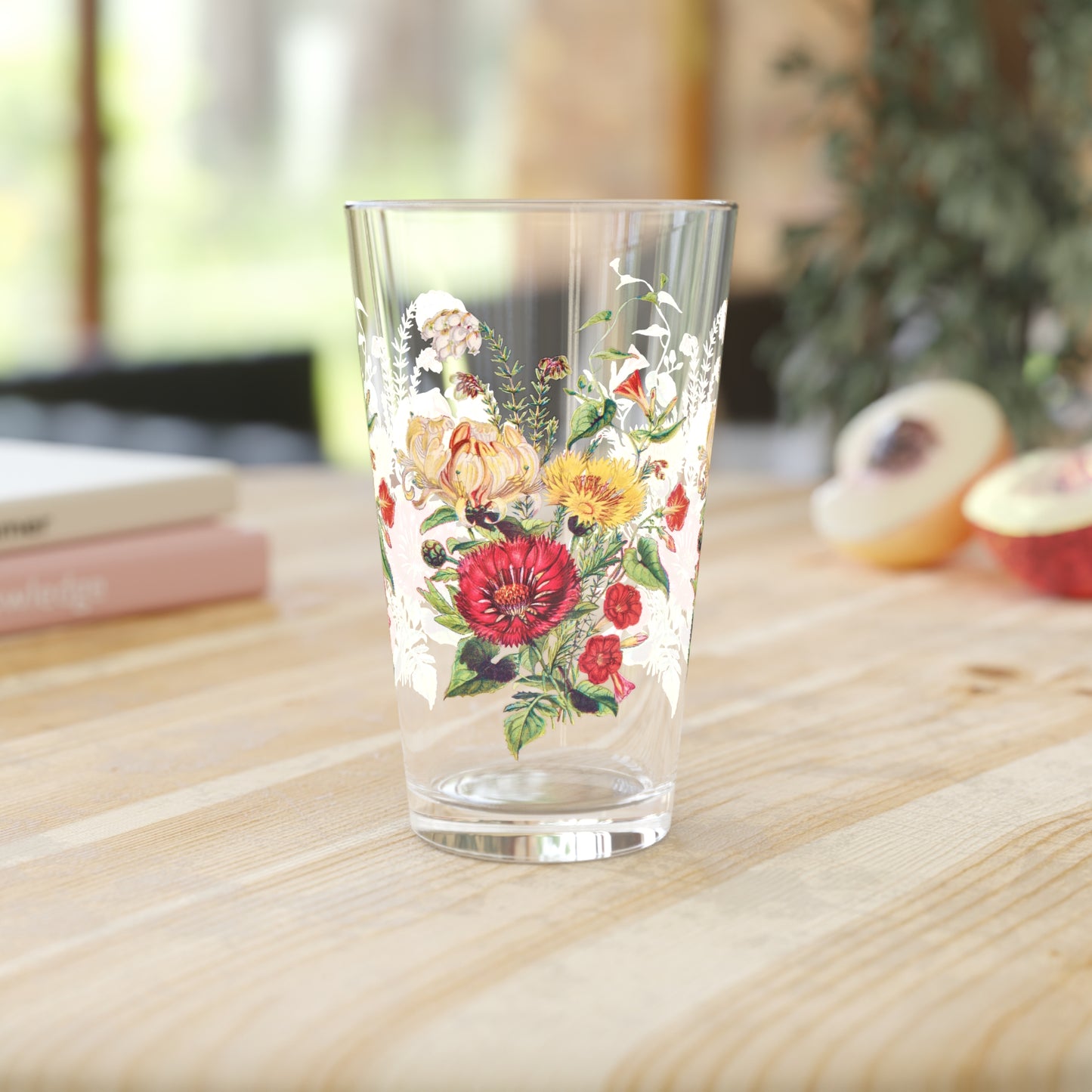 Vintage Blossom Reverie Pint Glass - 16 oz - Vintage Elegance in Every Sip! From Our Vintage Floral Collection.