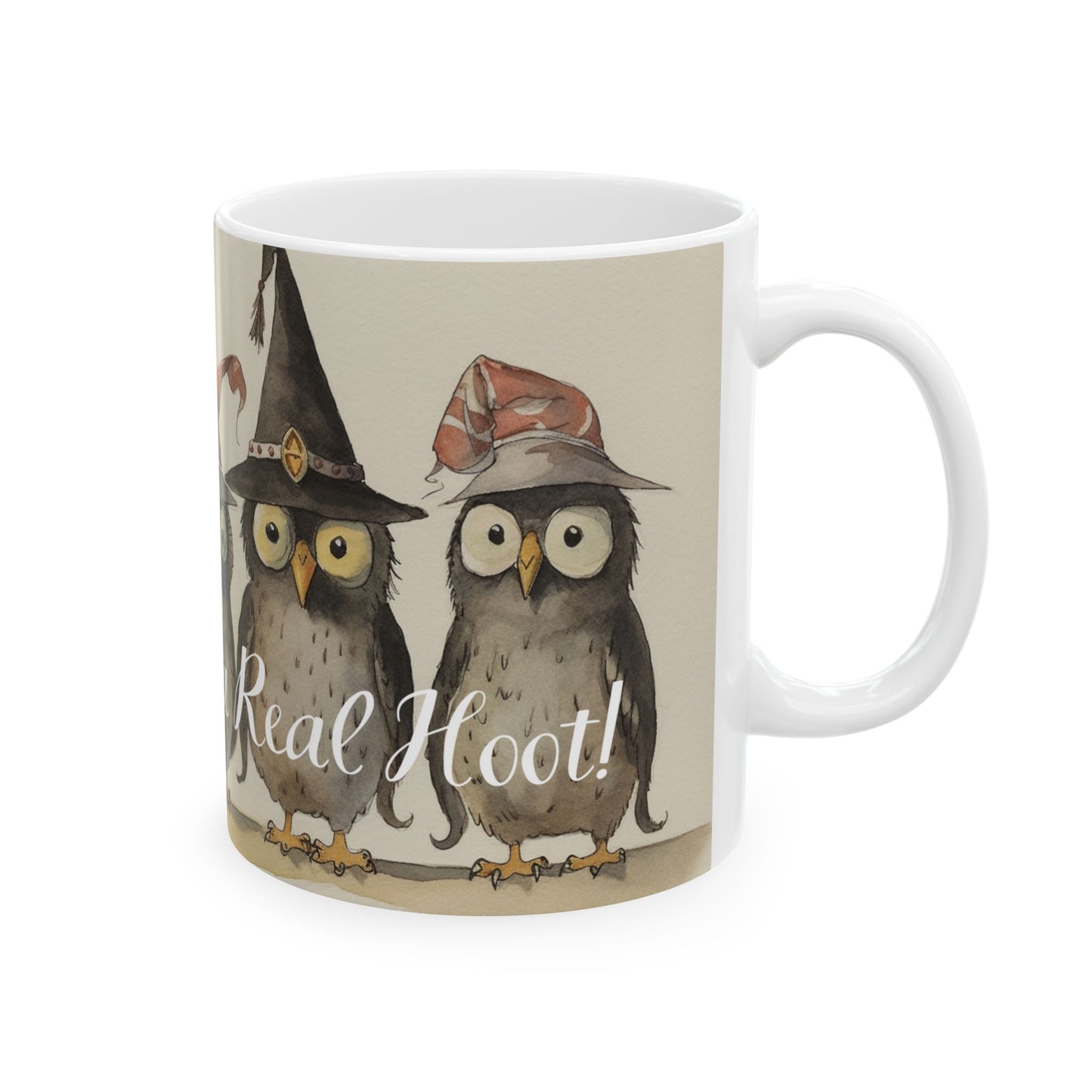 Vintage Halloween Ceramic Mug - 11 oz. - Halloween is a Real Hoot! - Perfect Mug for Owl Lovers and Halloween Fans. Too Cute! (Whoo...Whoo...)