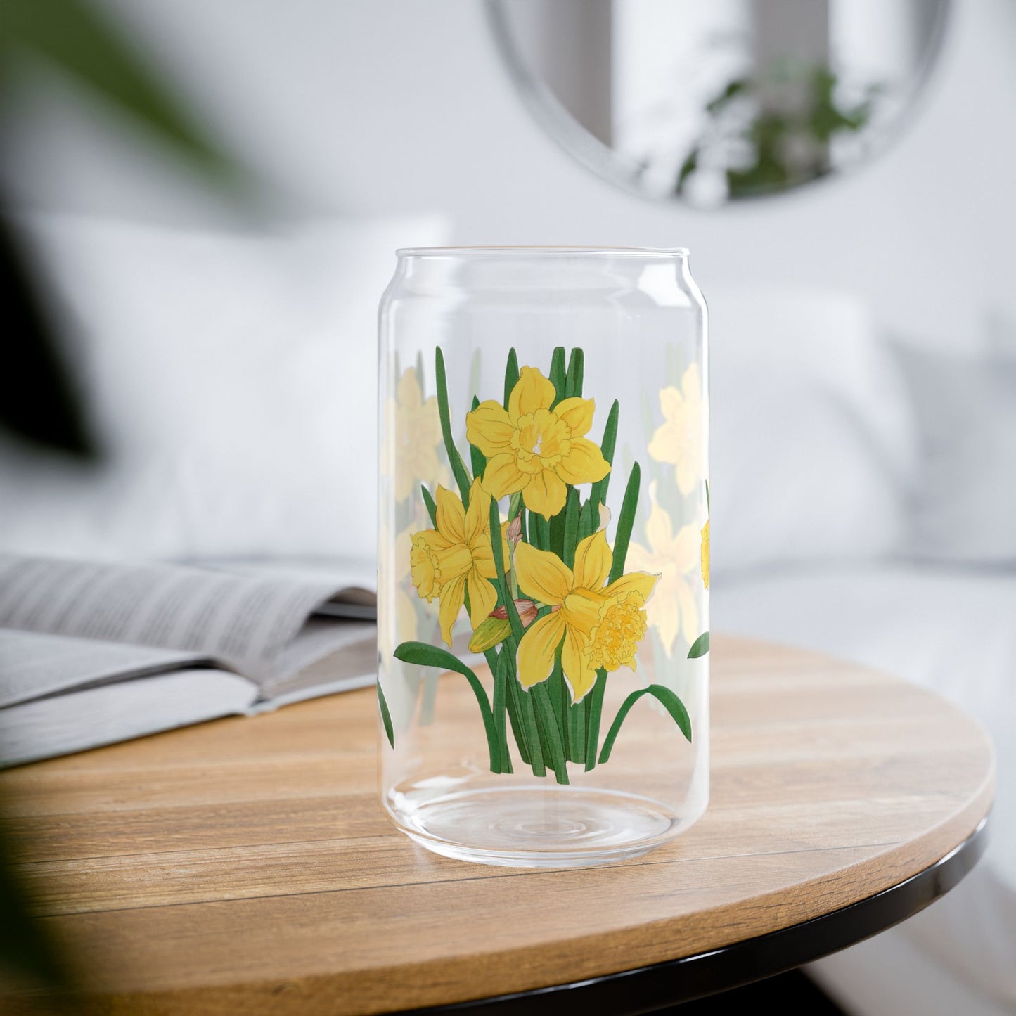 Daffodil Dreams Sipper Glass Tumbler - 16 oz - Sip in Sunshine with Every Bloom! From our Vintage Flowers Collection.