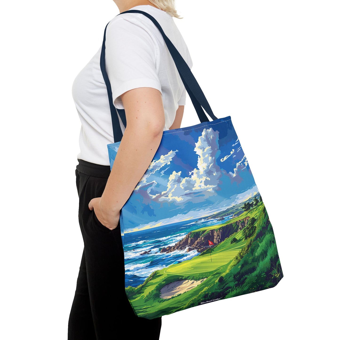 Coastal Tee Time Tote Bag - Carry the Course - Where the Greens Meet the Ocean! Available in 3 sizes.