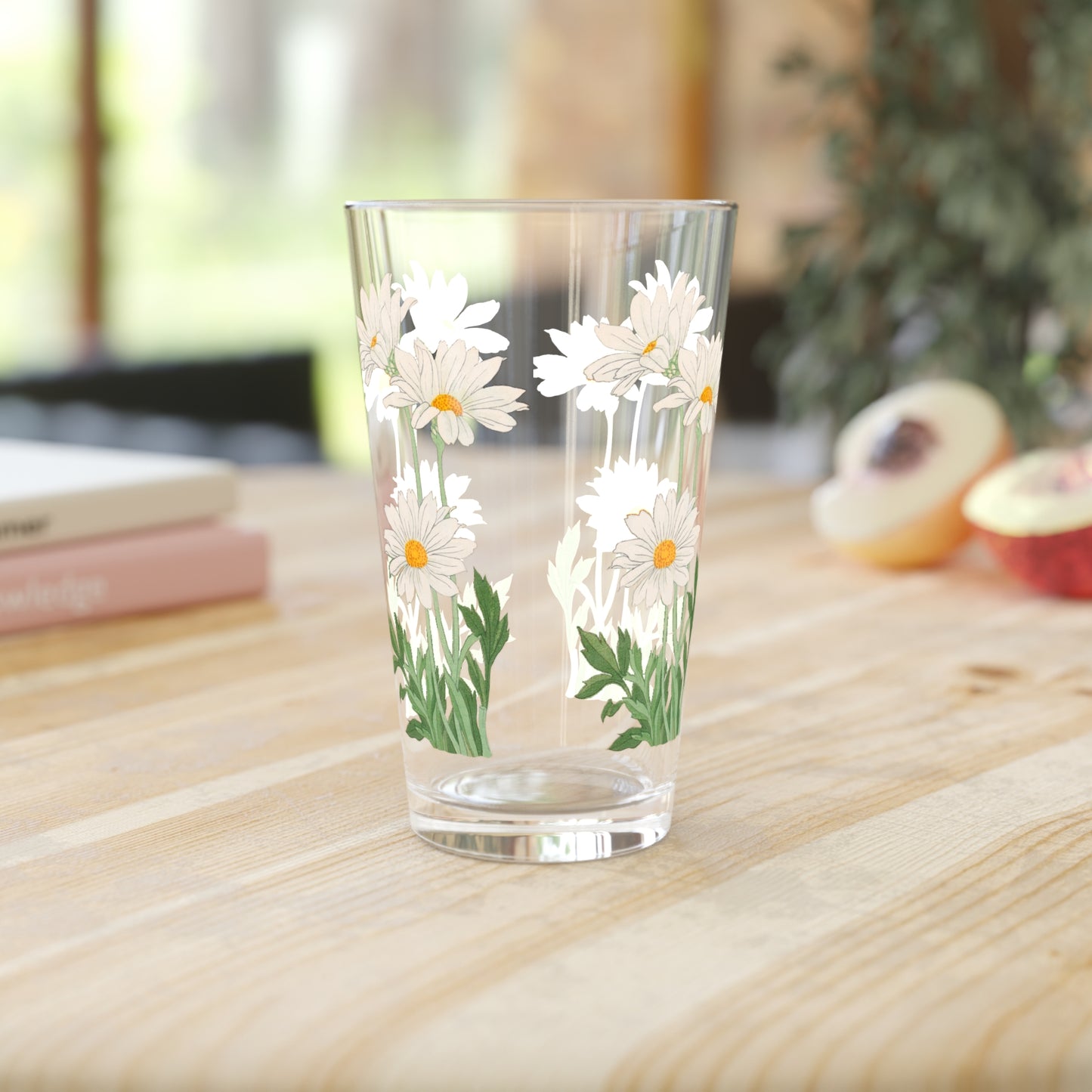 Vintage Daisy Delight Pint Glass - 16 oz - A Splash of Vintage Charm in Every Sip - From Our Vintage Spring Flowers Collection.